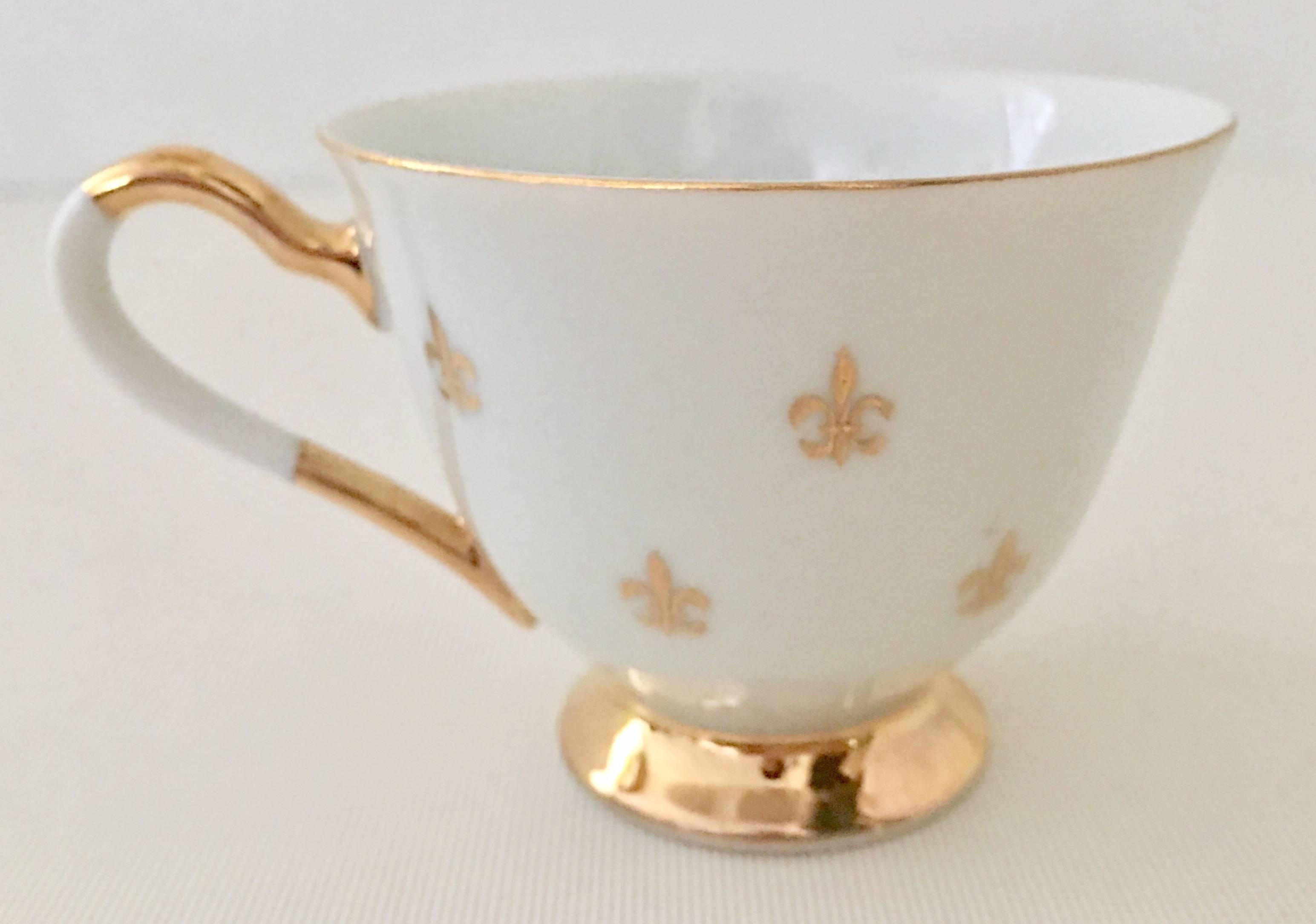 European Vintage White and 22-Karat Gold Porcelain 