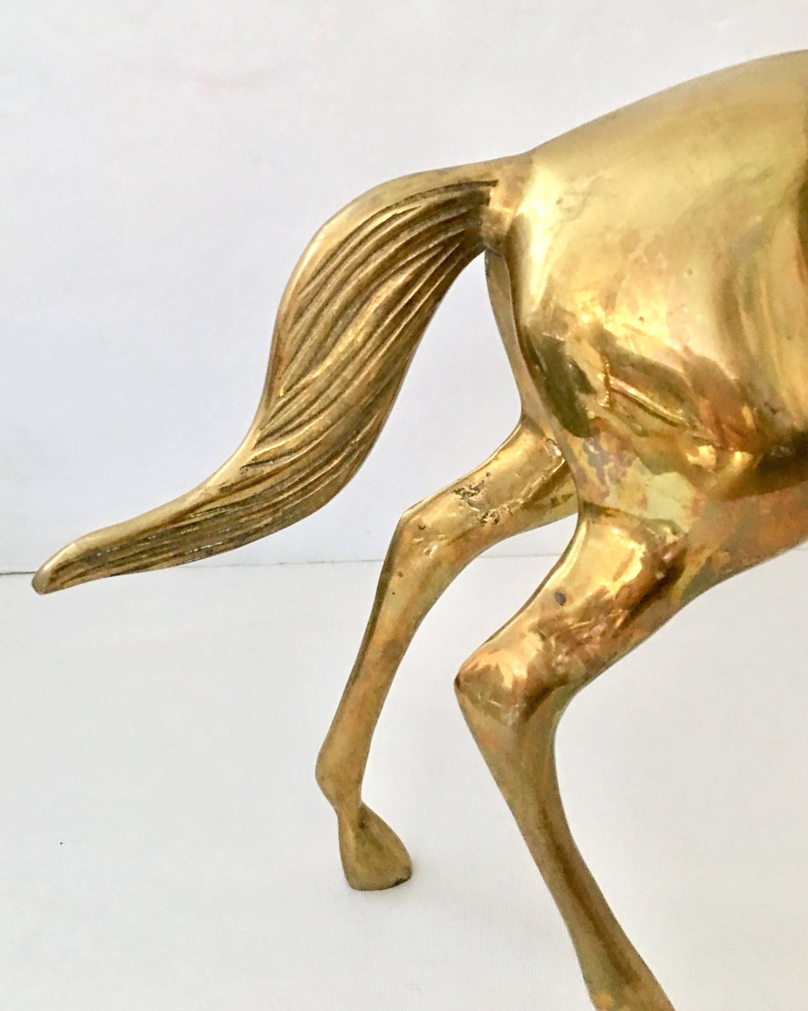 20th Century Large Solid Brass Galloping Horse Sculpture For Sale 1