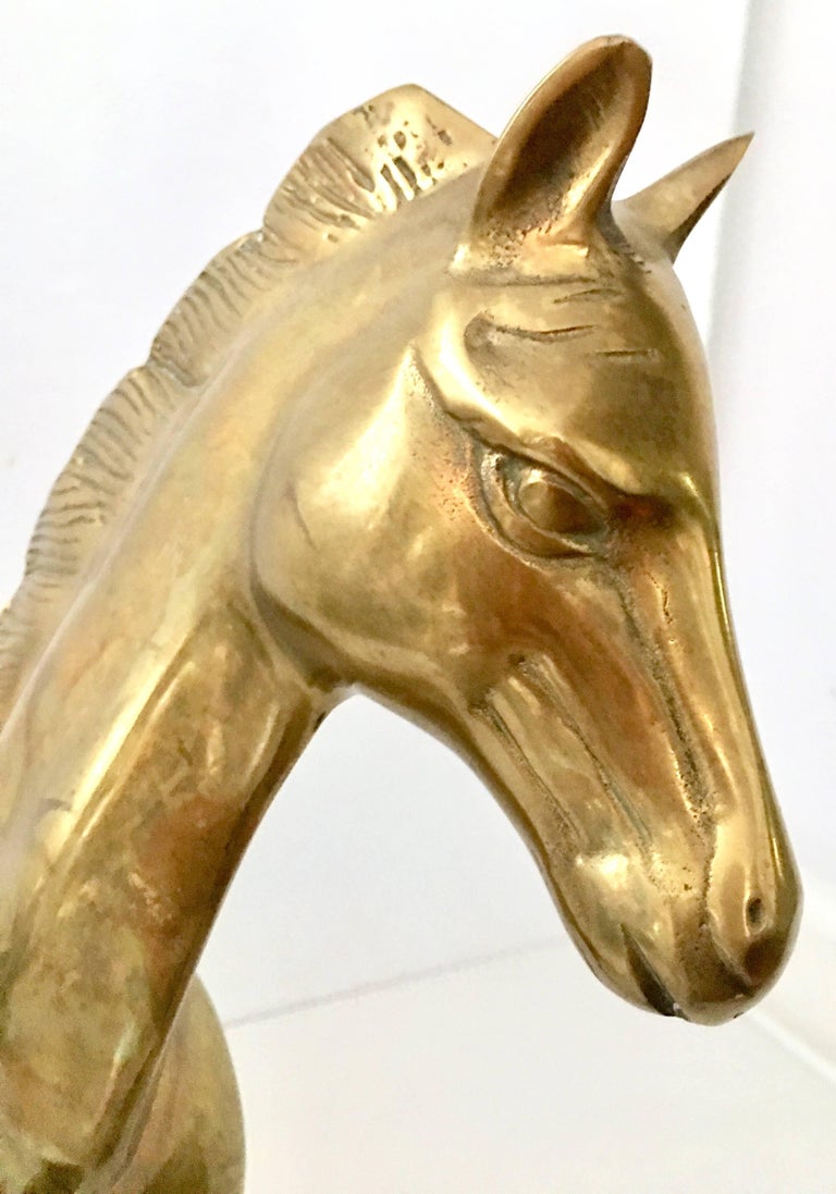 20th Century Large Solid Brass Galloping Horse Sculpture For Sale at 1stDibs