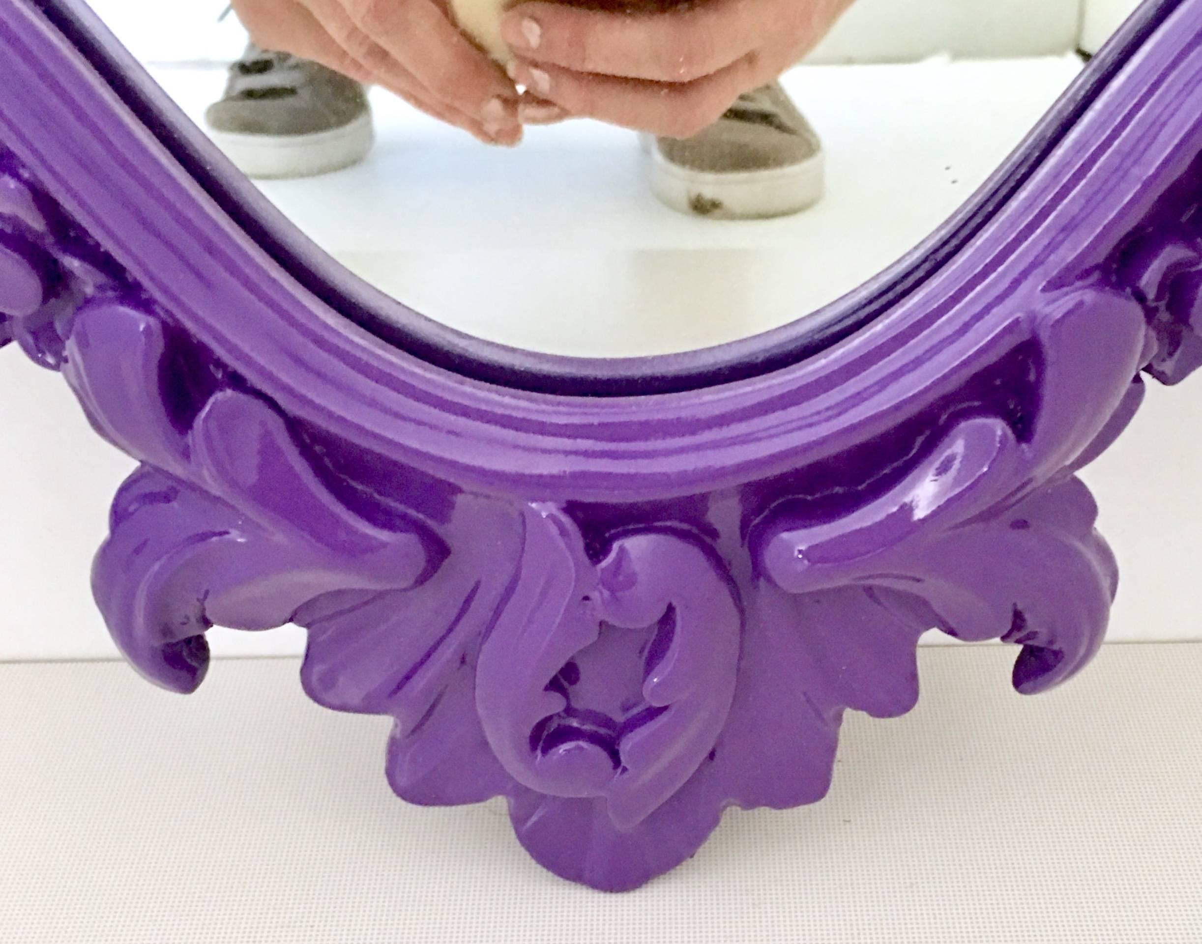 Pair Of Vintage Purple Lacquered Rococo Style Wall Mirrors 3