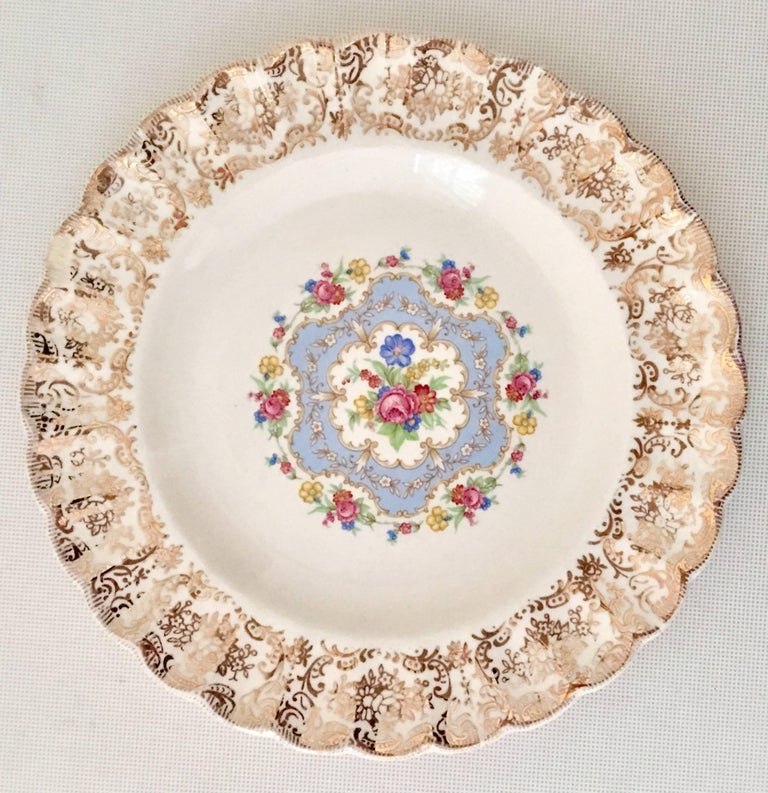 Midcentury American 22Karat Gold Limoges Dinnerware "Lyric" Set of 15