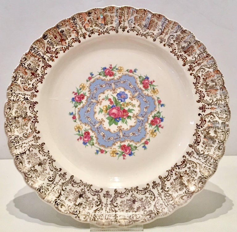 Midcentury American 22Karat Gold Limoges Dinnerware "Lyric" Set of 15