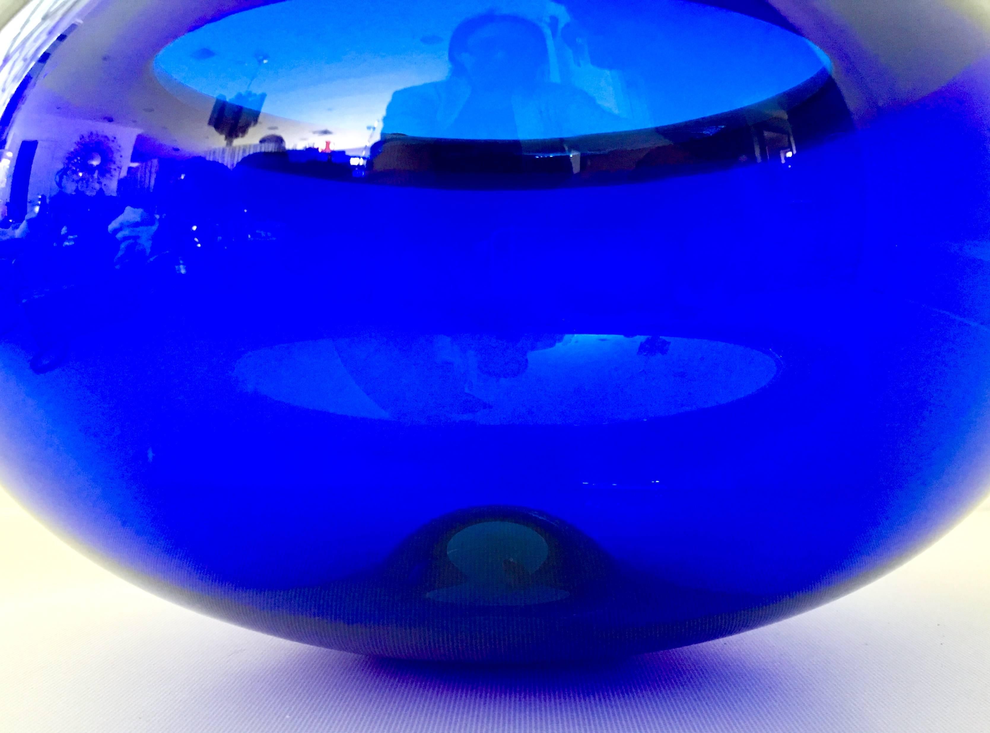 20th Century 1950'S Scandinavian Modern Crystal Cobalt Bowl By, Per Lutken For Holmegaard