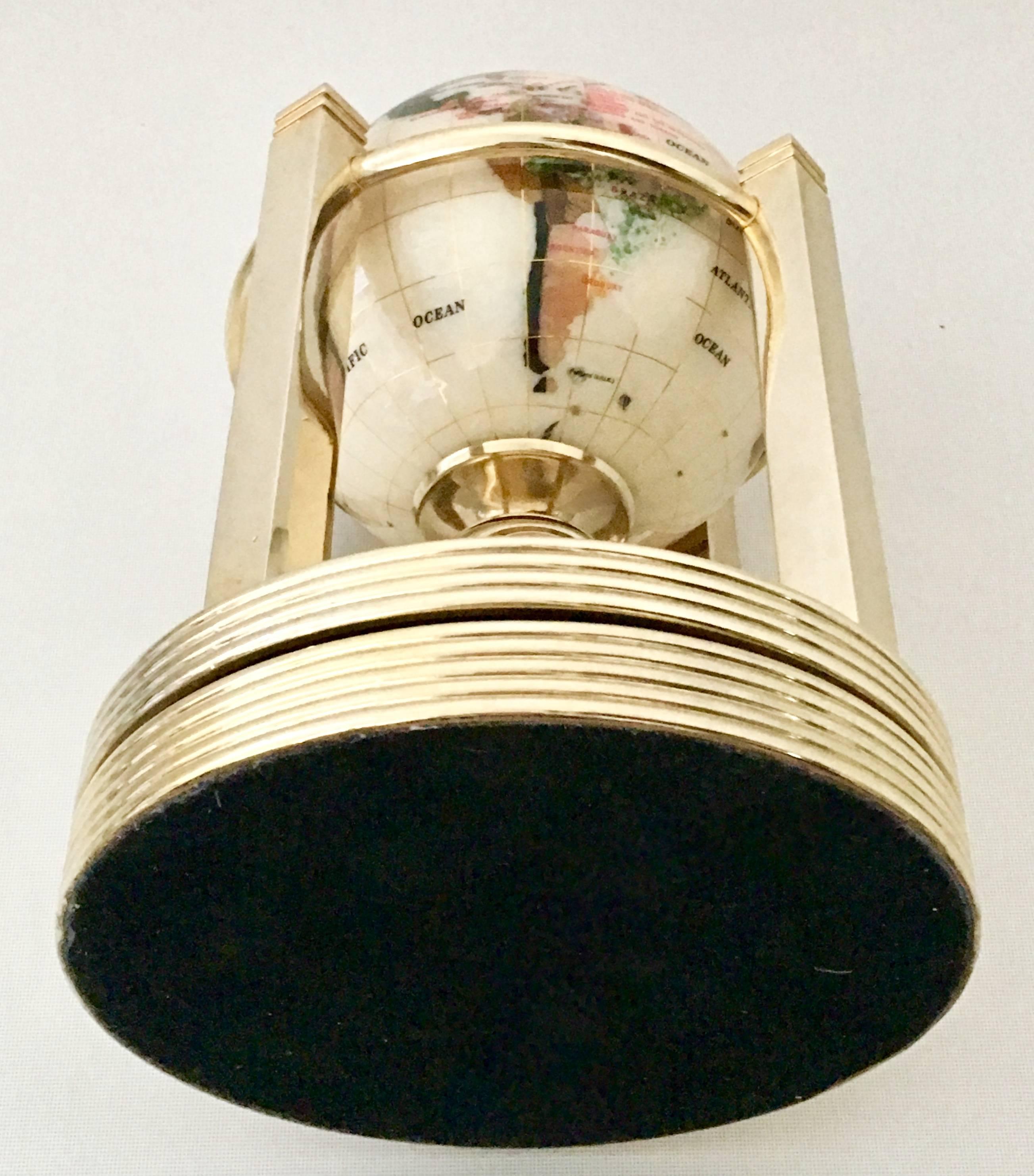 21st Century Mother-of-Pearl and Semi Precious Gold Plate Rotating, Globe 3