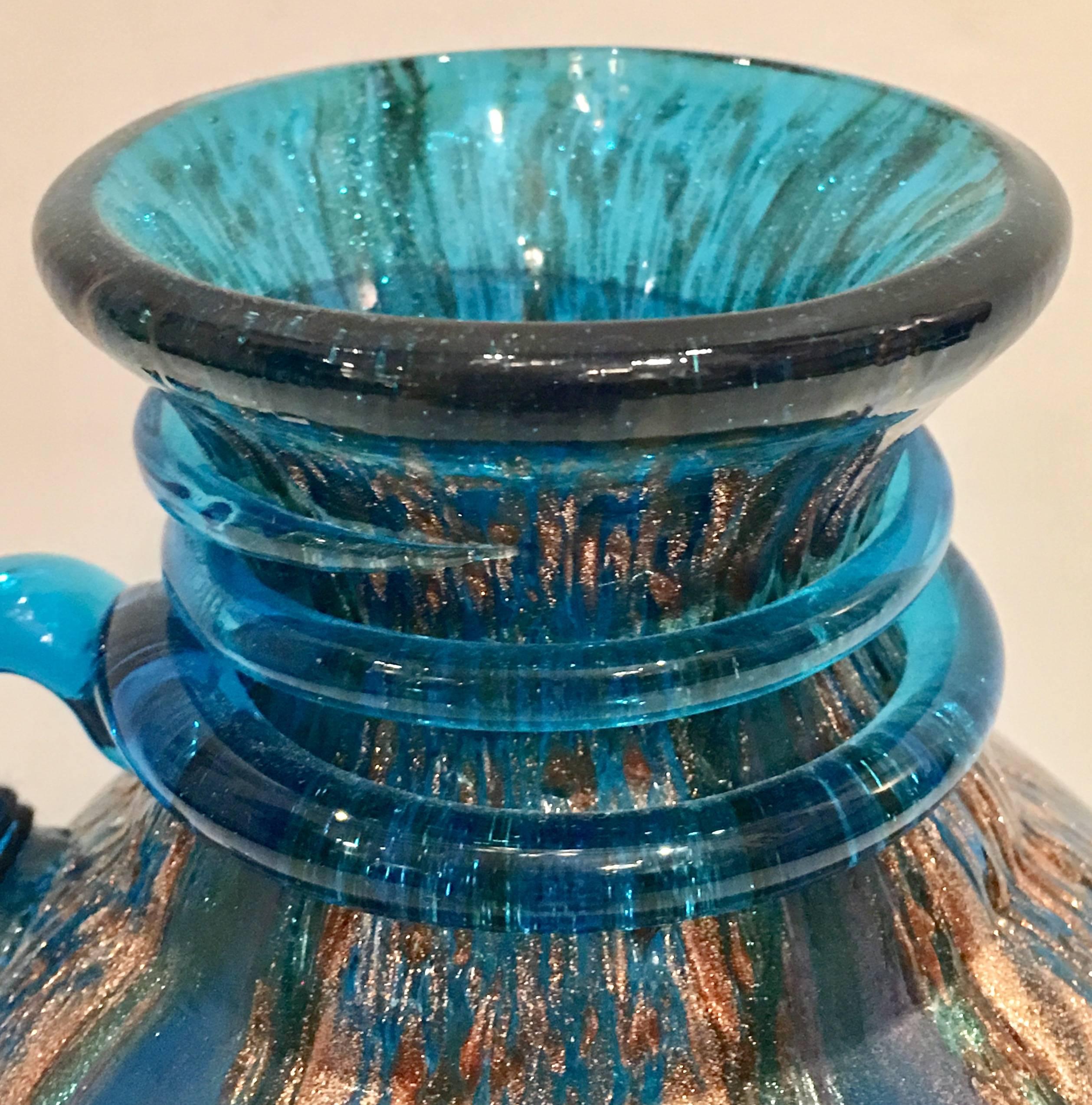 Contemporary Handblown Glass Amphora 
