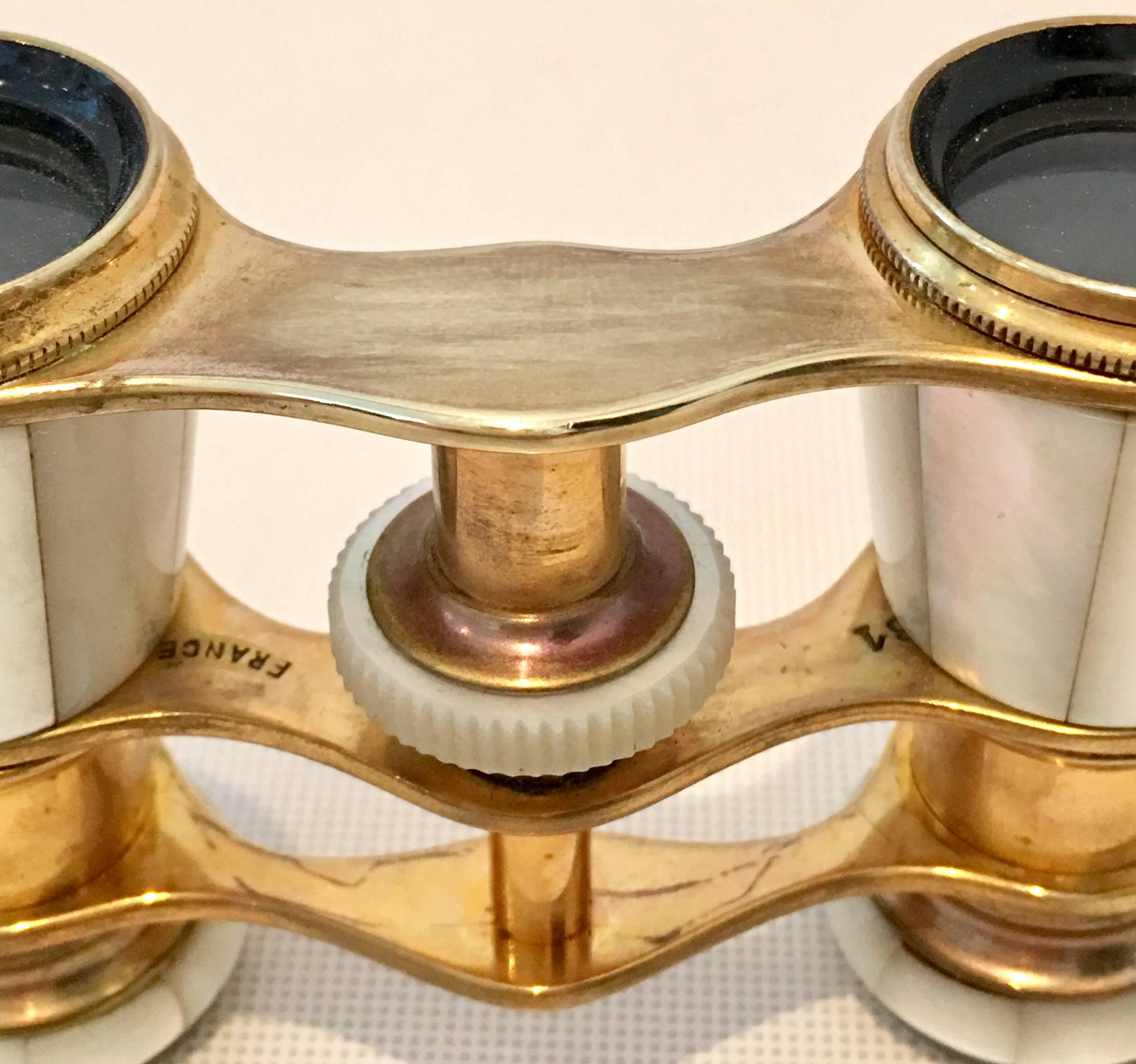 Antique French Mother-of-Pearl and Brass Opera Glasses  In Excellent Condition In West Palm Beach, FL
