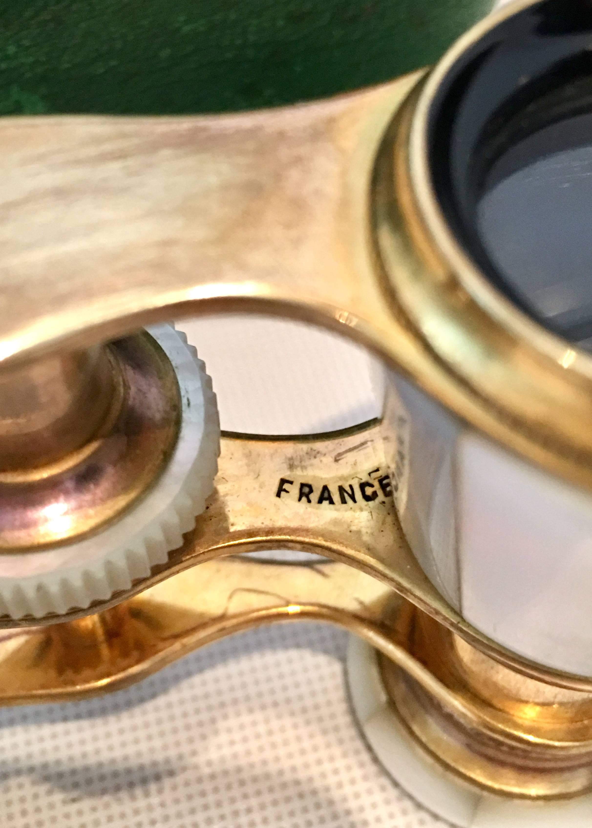 Antique French Mother-of-Pearl and Brass Opera Glasses 1