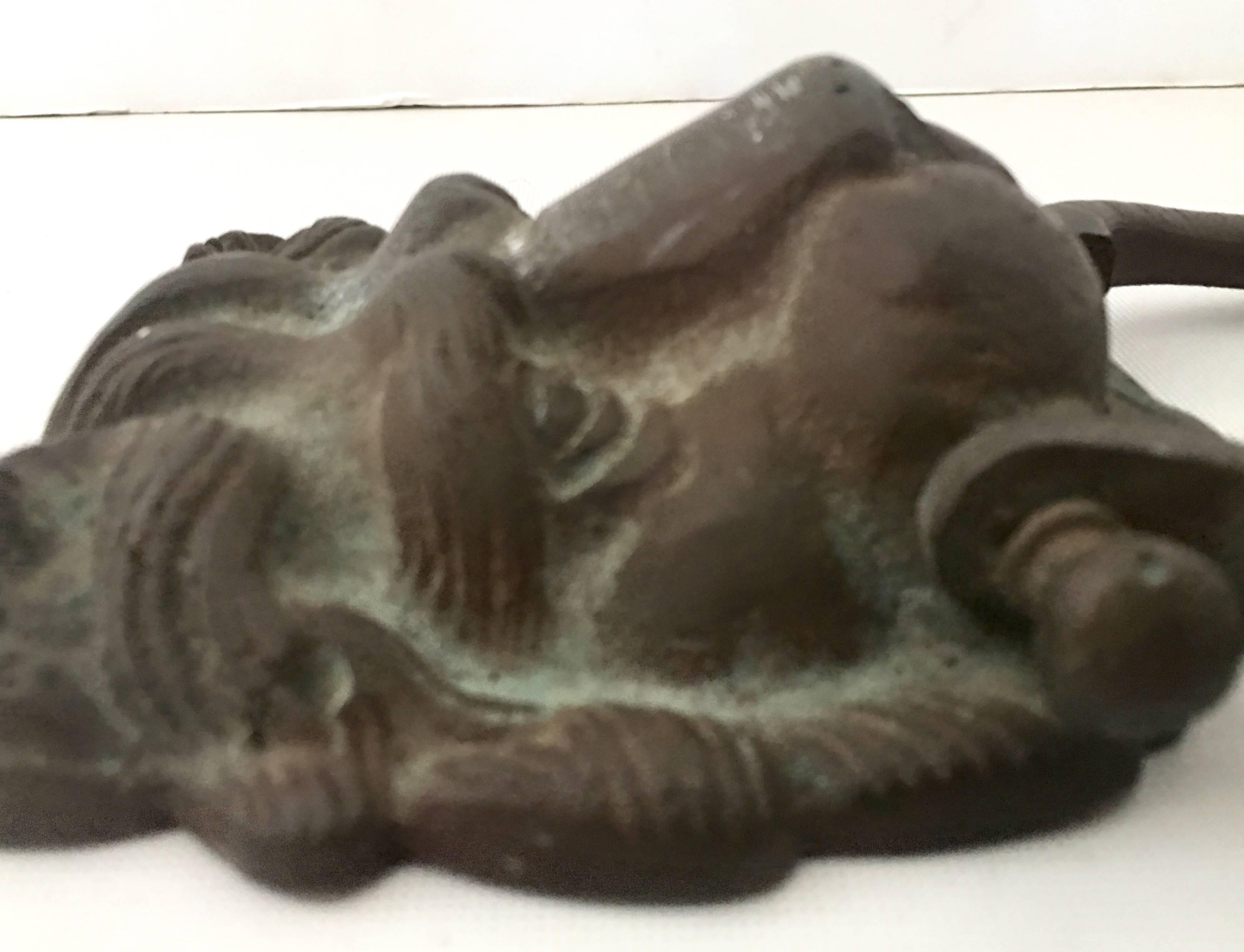 20th Century Bronze Verdigris Lion Door Knocker 1