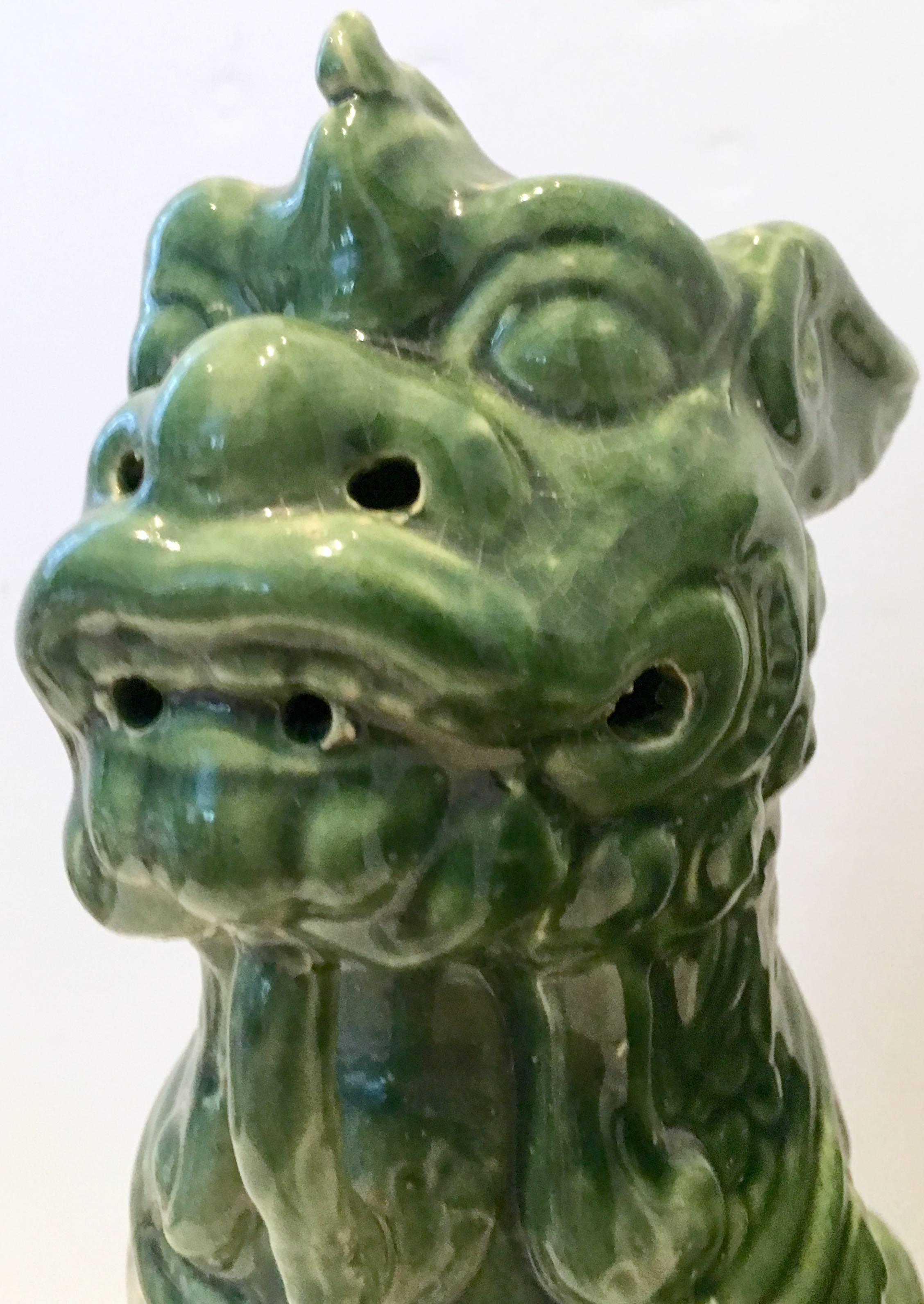 Pair of Contemporary Large Ceramic Glaze Foo Dog Sculptures For Sale 2