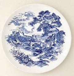 1950s Wedgwood England Set of 12 Dinner Plates "Countryside Blue"