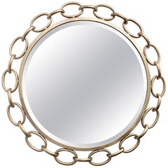21st Century Contemporary Silver Leaf Nickel Silver Chain Link Mirror