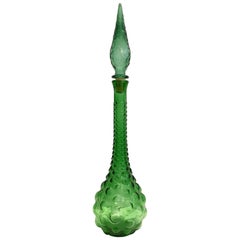 1960'S Italian Empoli Art Glass Emerald "Genie" Decanter