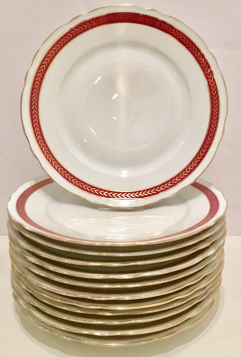 French Limoge 22Karat Gold HandPainted Dinnerware Set/31 For Sale at