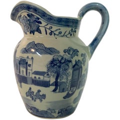 19th Century Asian Ceramic Glaze Blue & White Celadon Beverage Pitcher