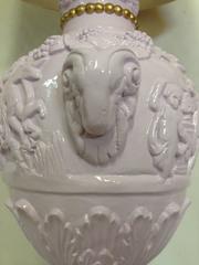 1960"s Lavender Lacquered Neoclassical Rams Head Lamp Pair