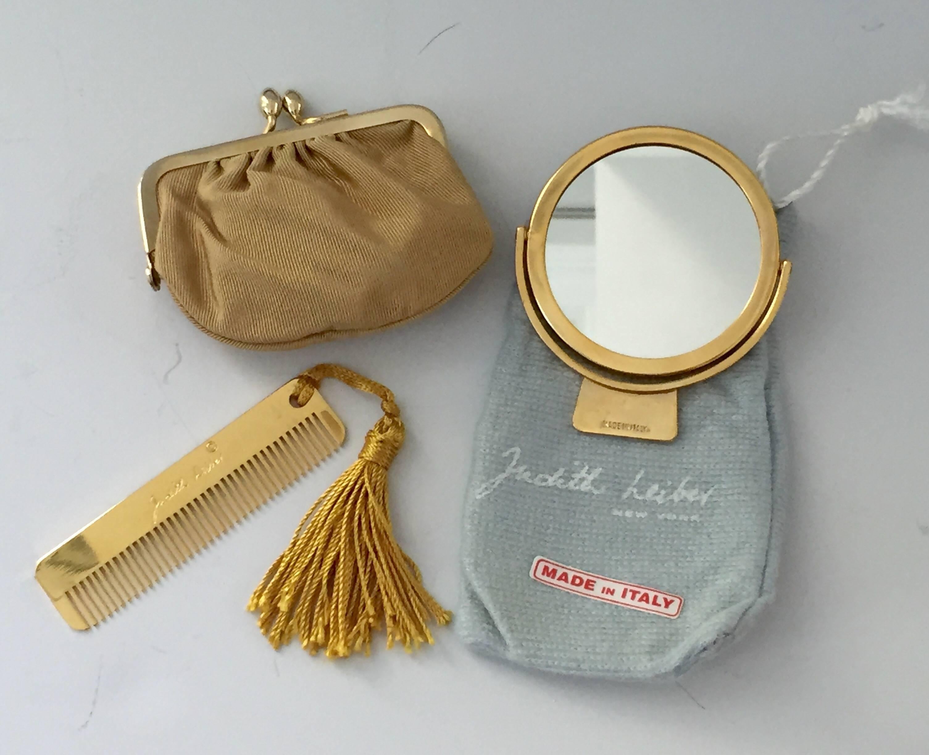 Italian Judith Leiber Bejeweled White Lizard Handbag & Accessories Set