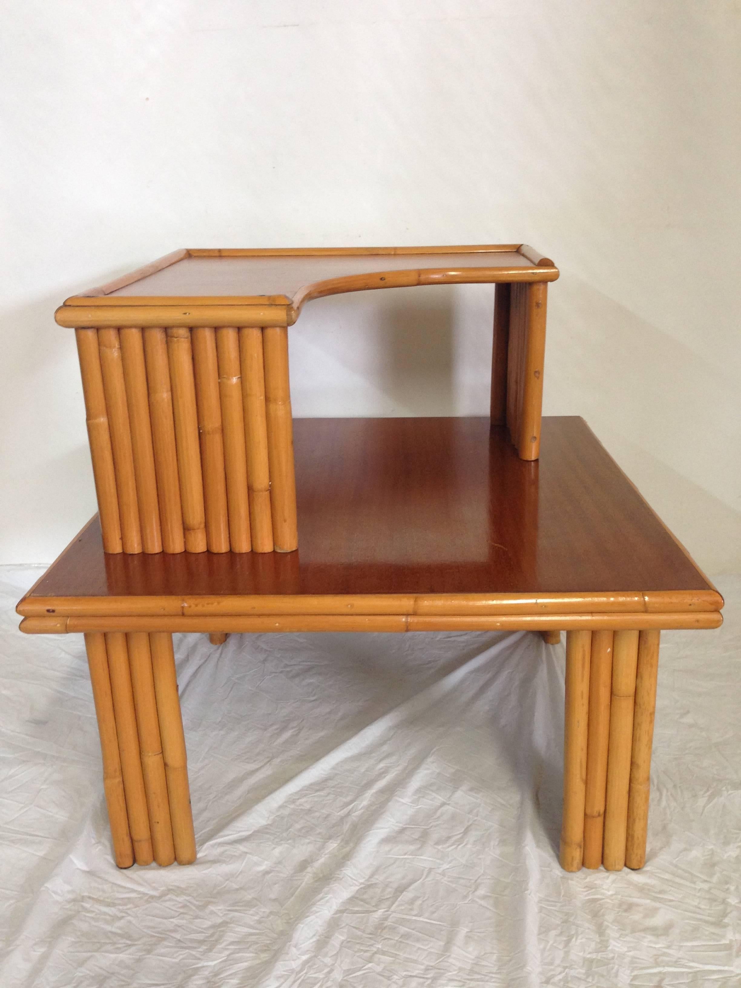 Bamboo Paul Frankl Designed Two-Tier Stack 31