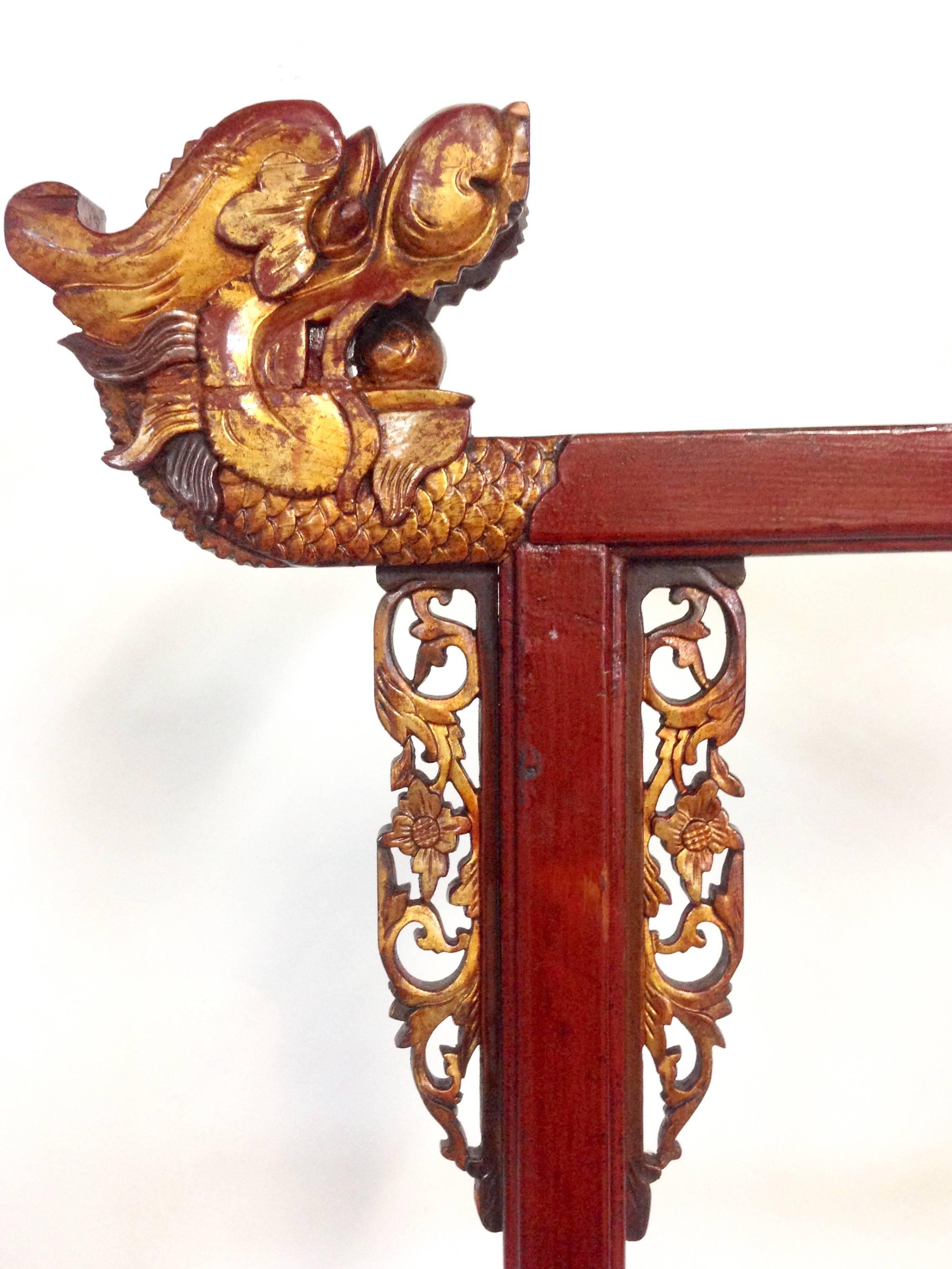 19th Century Antique Mahogany Chinese Dragon Garment Rack