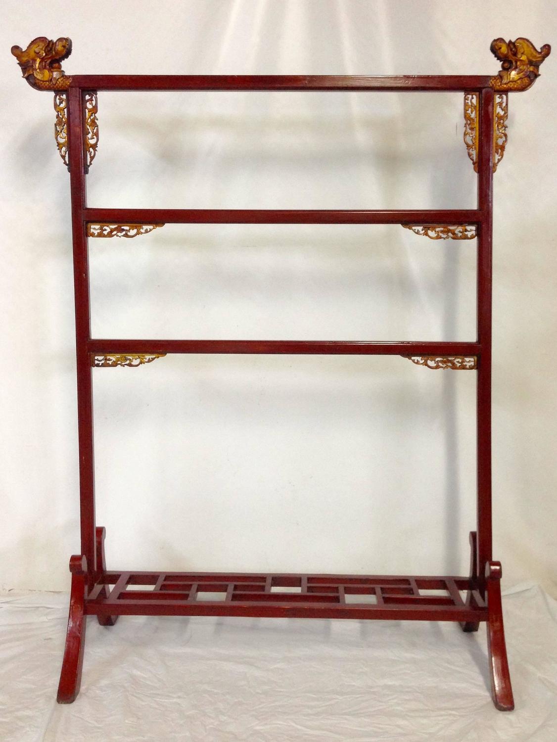 Antique Mahogany Chinese Dragon Garment Rack at 1stdibs