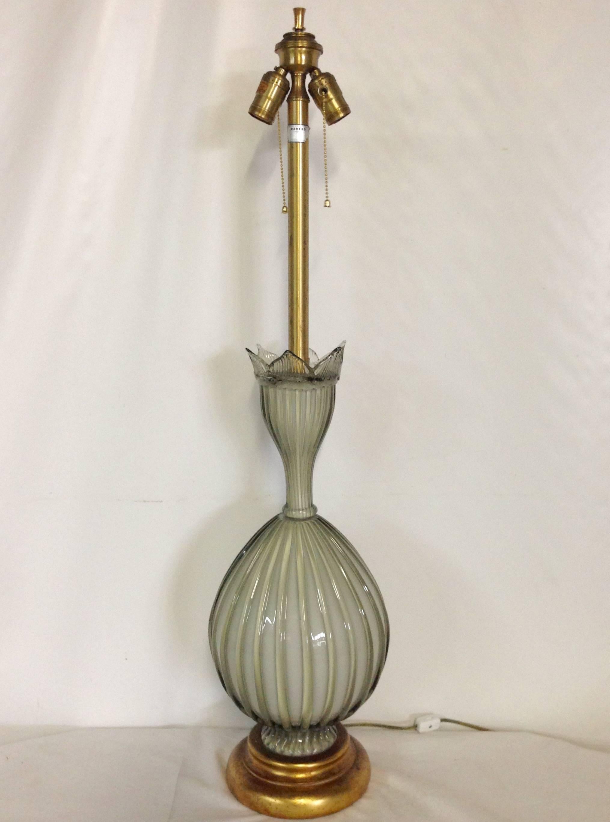 20th Century 1960's Italian Murano Glass Lamp By, Marbro 