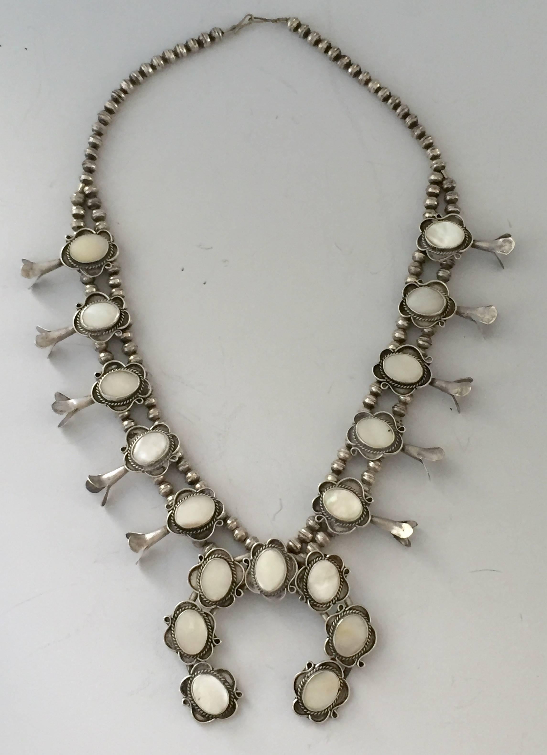 mother of pearl squash blossom necklace