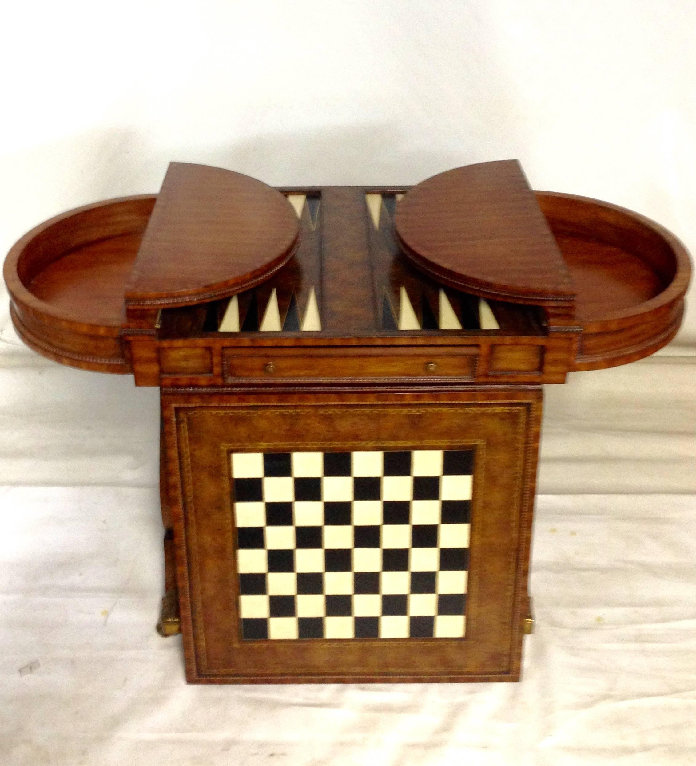 Regency 1960s Mahogany and Leather Top Game Table