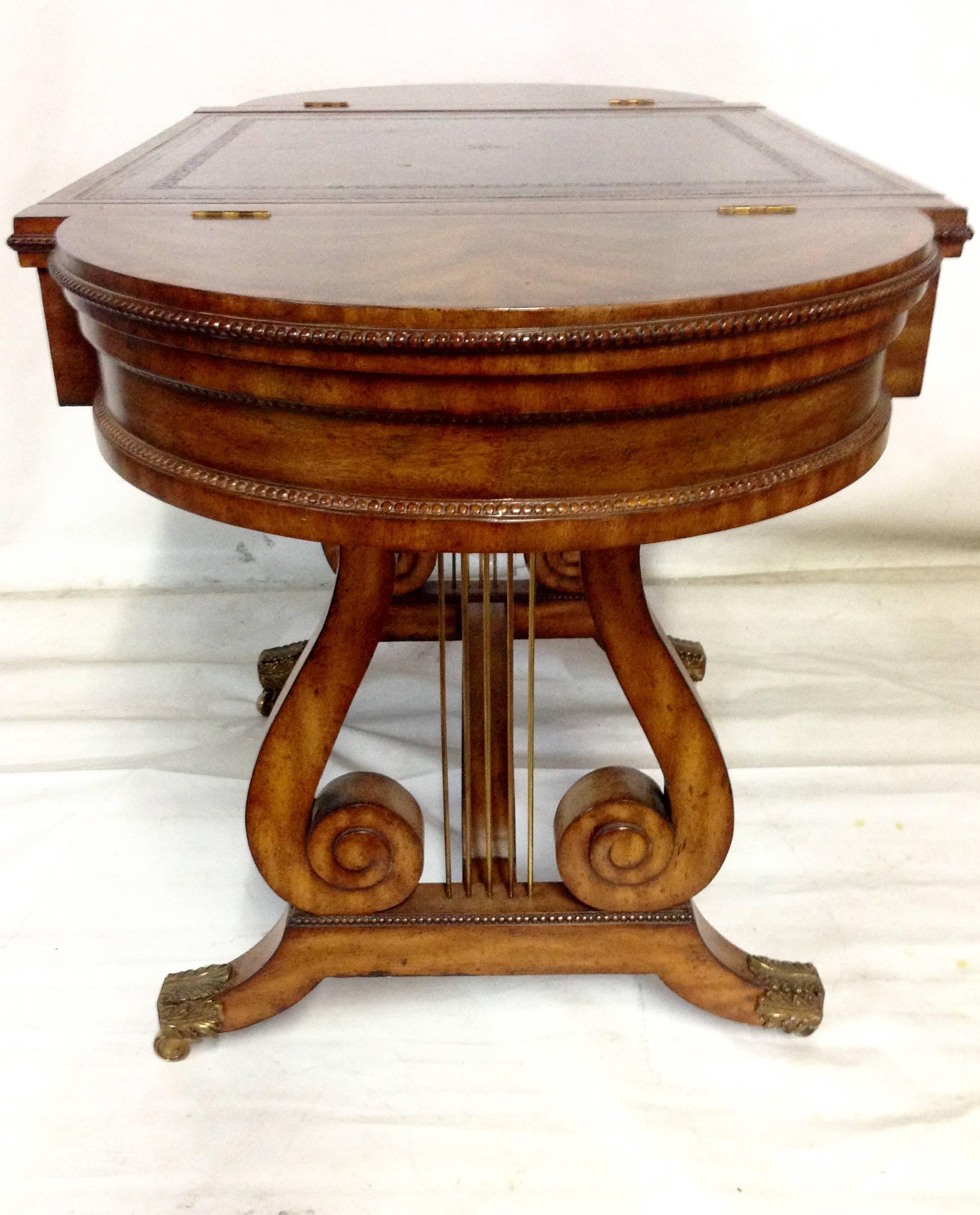 1960s Mahogany and Leather Top Game Table 1