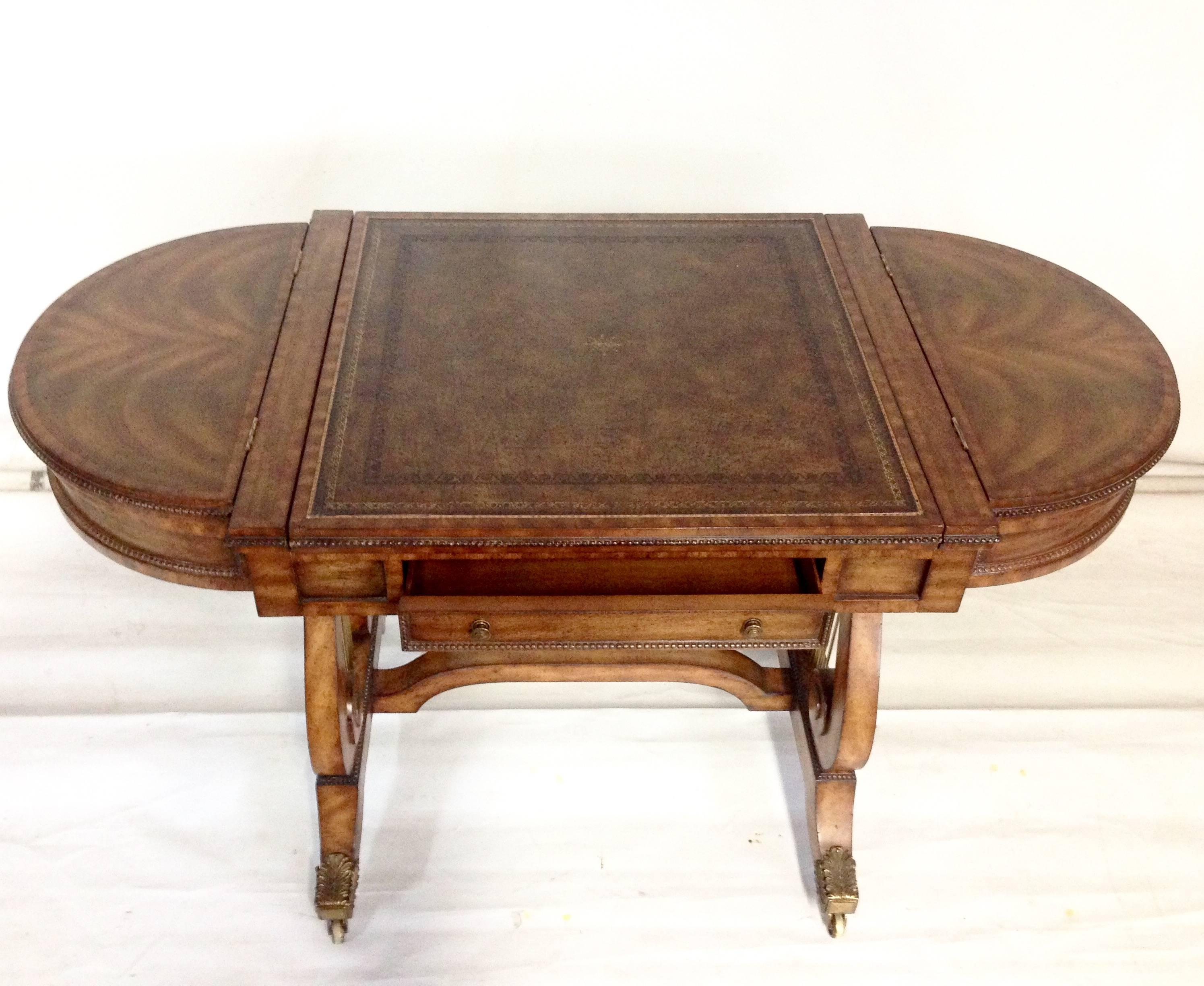 1960s Mahogany and Leather Top Game Table 2