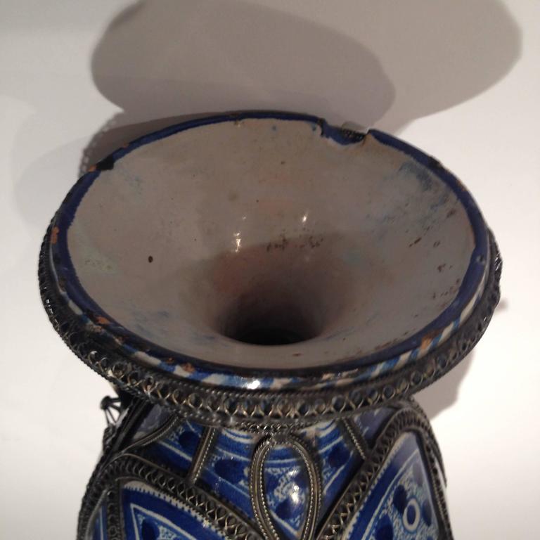 Ceramic Serving Pitcher Stripe Blue - Treasure of Morocco