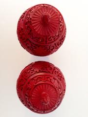 Pair of Chinese Cinnabar and Cloisonné Lidded Jars