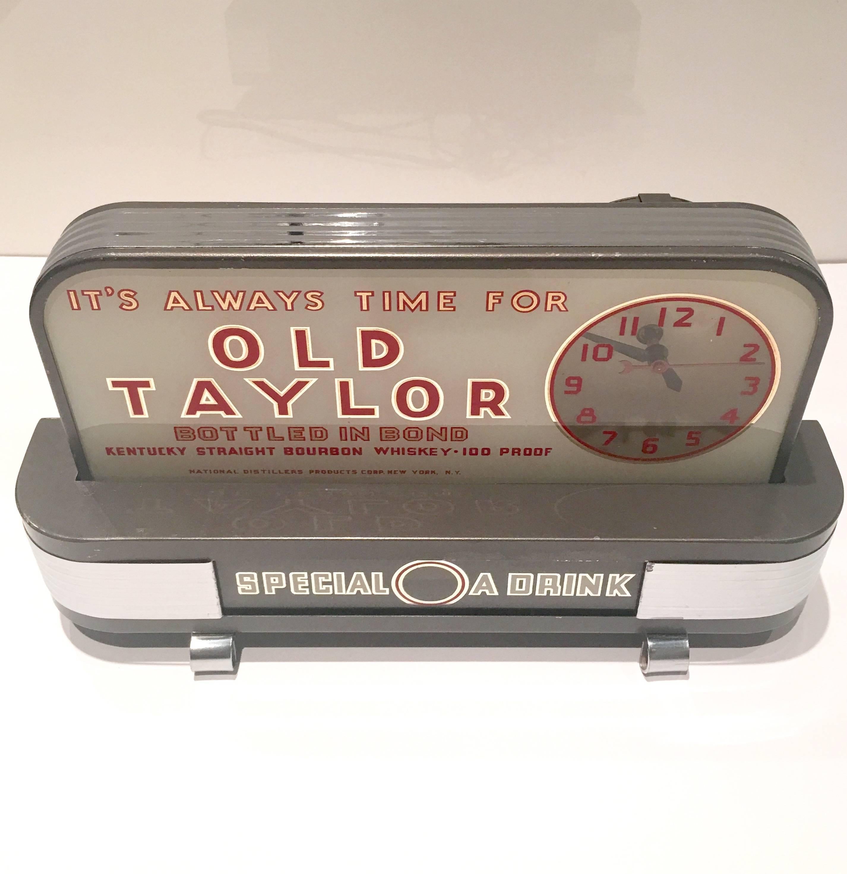 Art Deco 1930s Bond & Lillard Old Taylor Whiskey Bar Topper - 