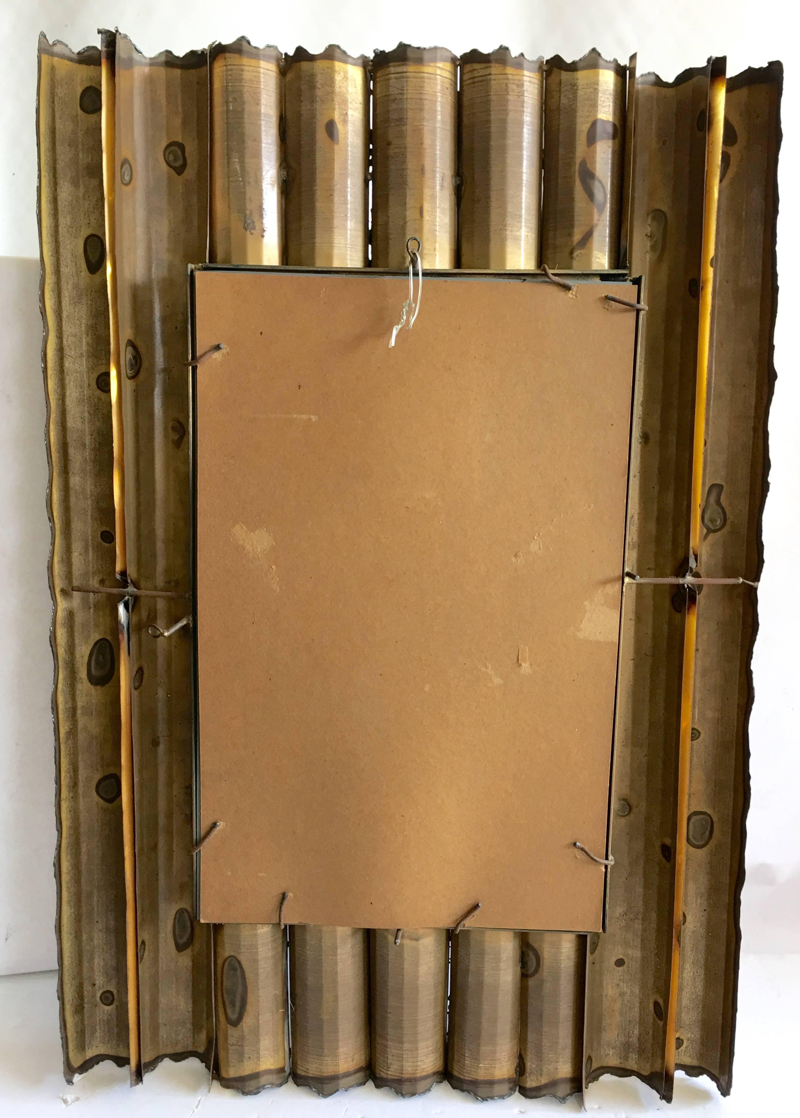 1979 Brutalist Brass & Copper Mirror-Signed 3