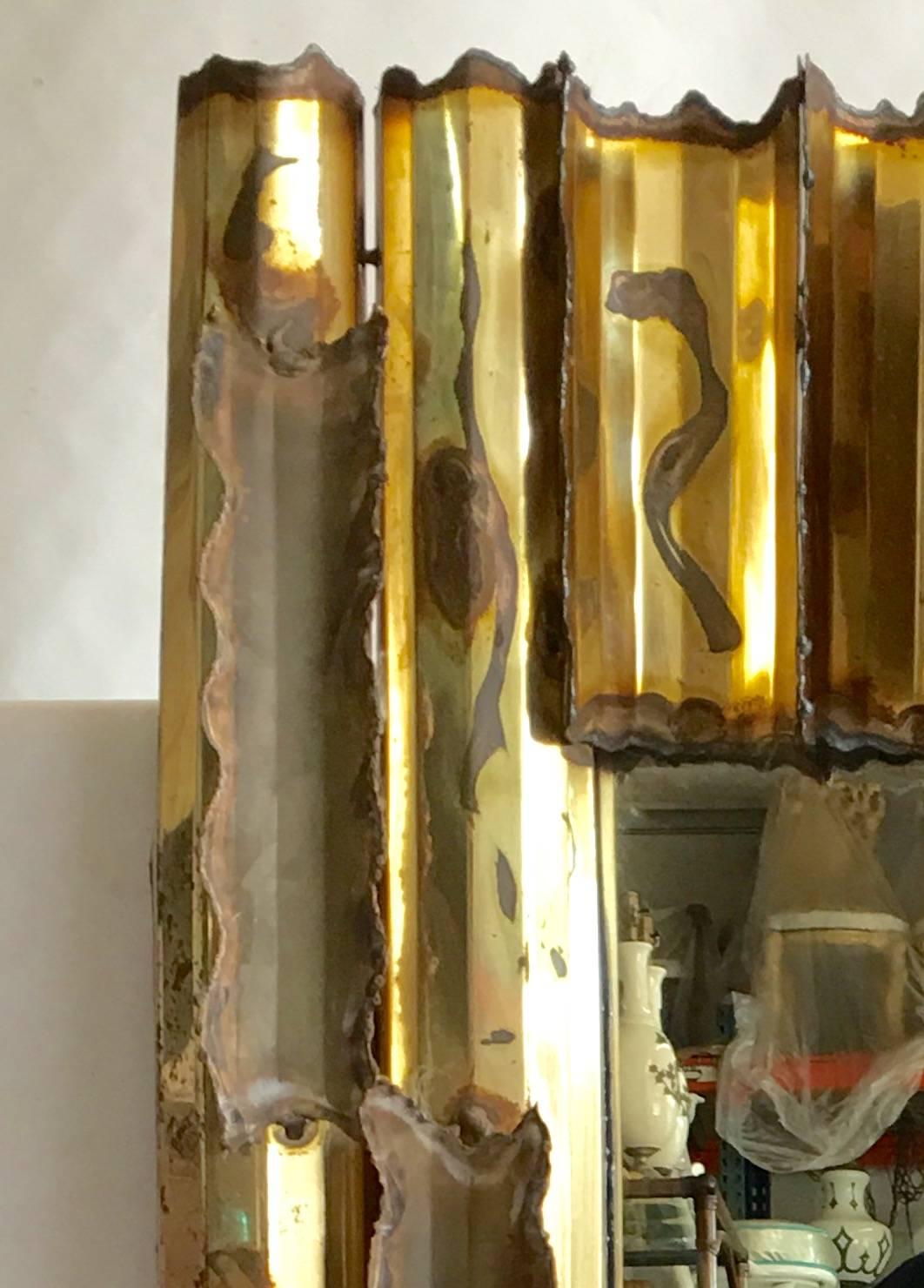 1979 Brutalist Brass & Copper Mirror-Signed 1