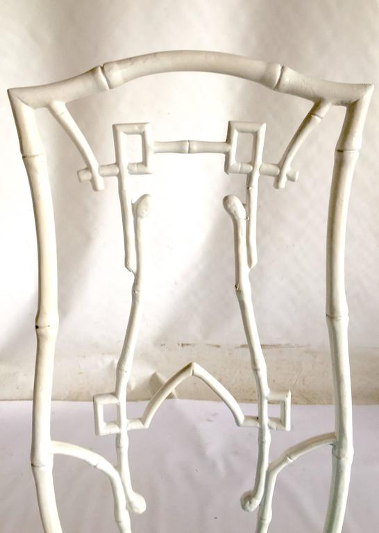 1960s Faux Bamboo SixPiece Cast Iron Glass Top Table and Chairs at 1stDibs