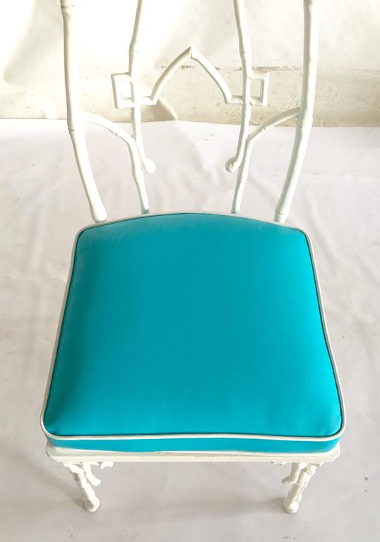 1960s Faux Bamboo SixPiece Cast Iron Glass Top Table and Chairs at 1stDibs