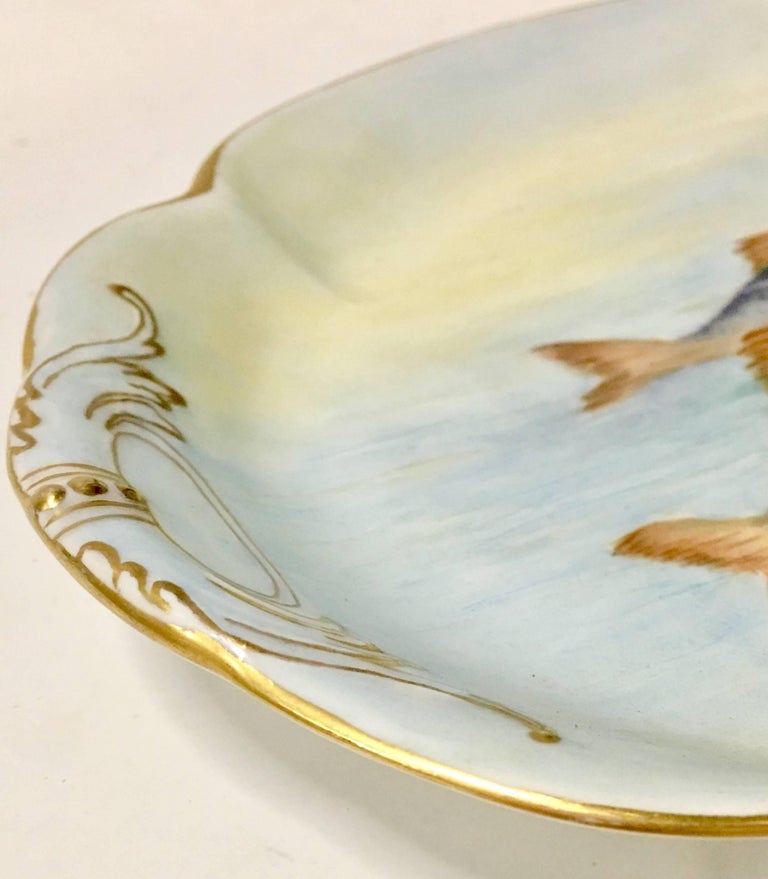 Antique French Limoges Sea Life Fish Serving Platter For Sale at 1stDibs