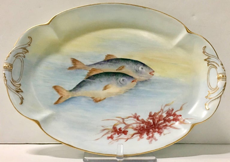 Antique French Limoges Sea Life Fish Serving Platter For Sale at 1stDibs