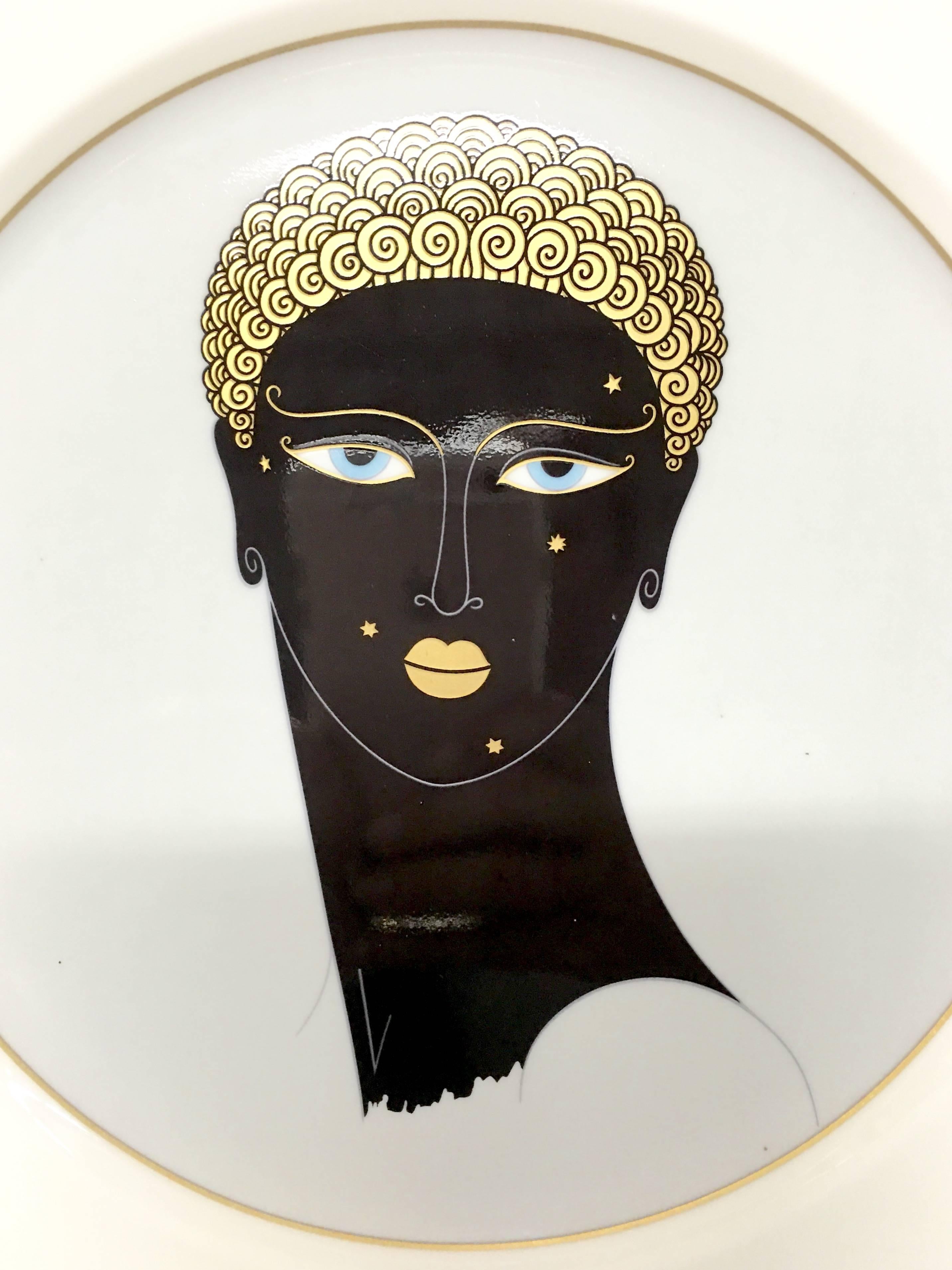 1989 Queen of Sheba collectors plate by. Erte. Signed on the underside, Erte, A-3253/1987 Bone China, Japan.