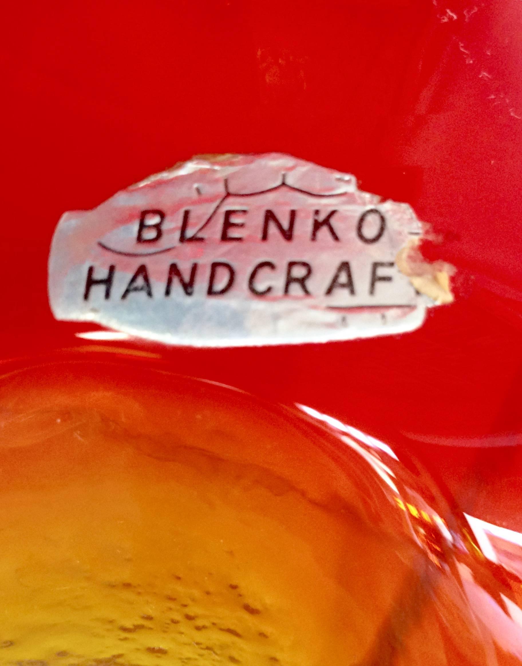 American Mid- Century Blenko Glass Large Amberina Vase By, Wayne Husted