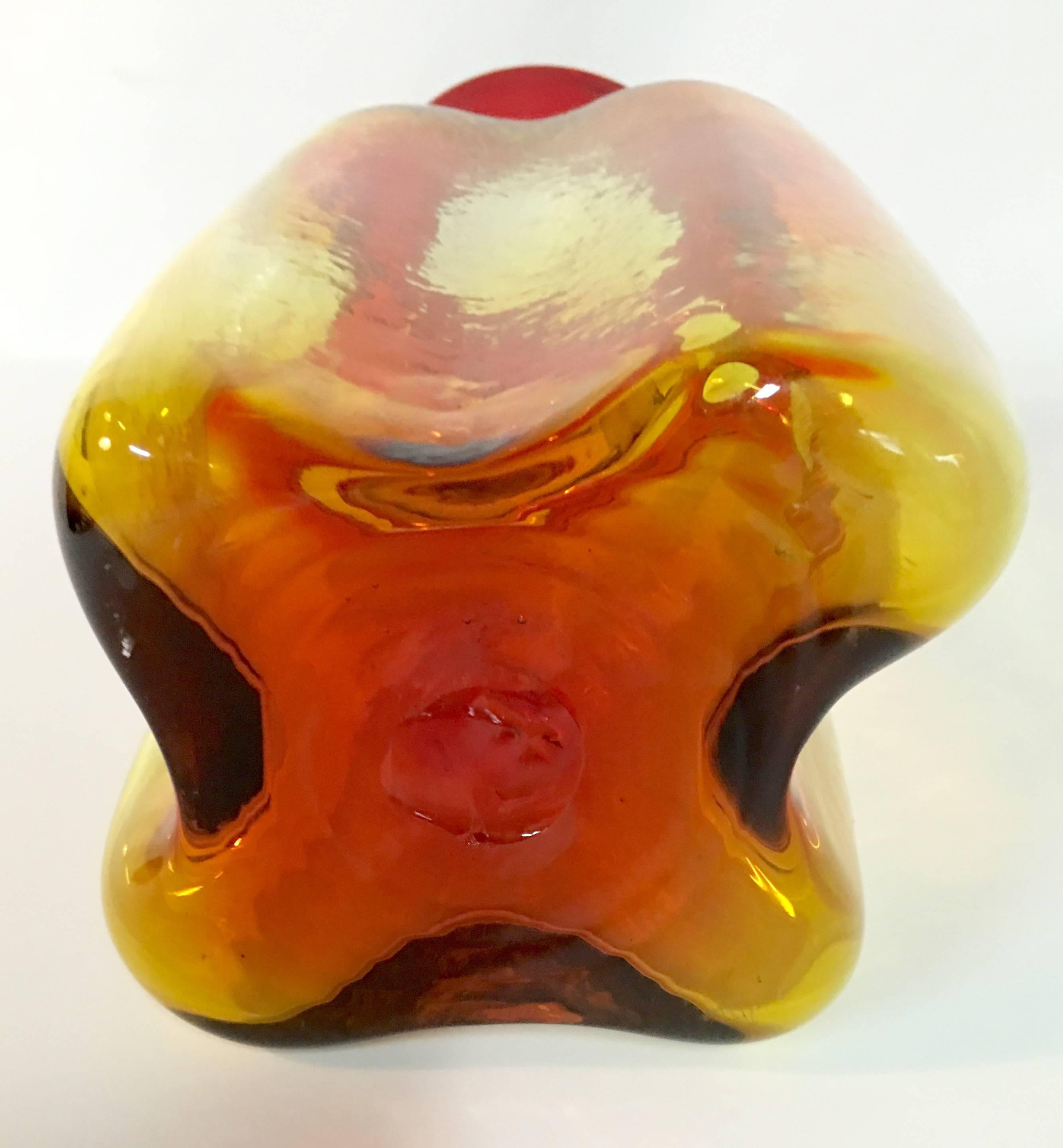 Mid-Century Modern Mid- Century Blenko Glass Large Amberina Vase By, Wayne Husted