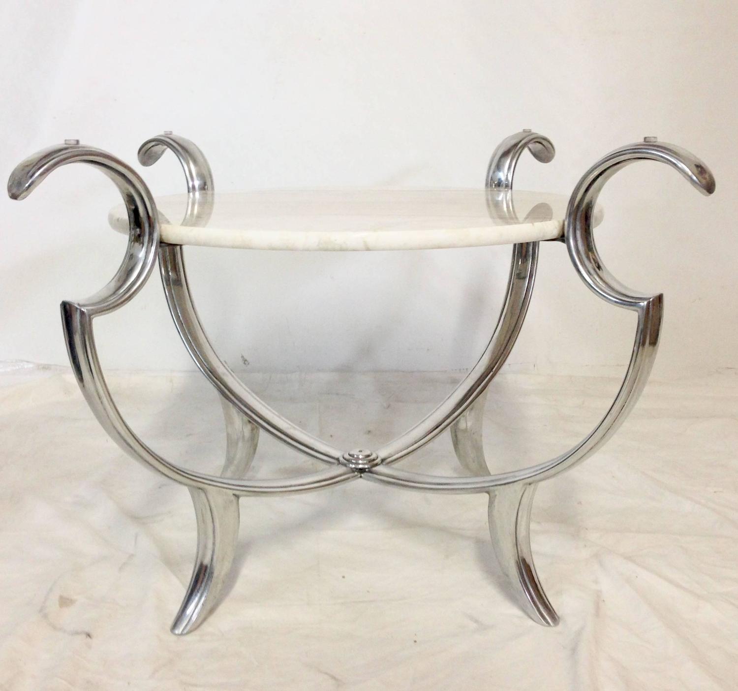 Henredon Silvered Iron, Marble and Glass Top MultiTier Cocktail Table