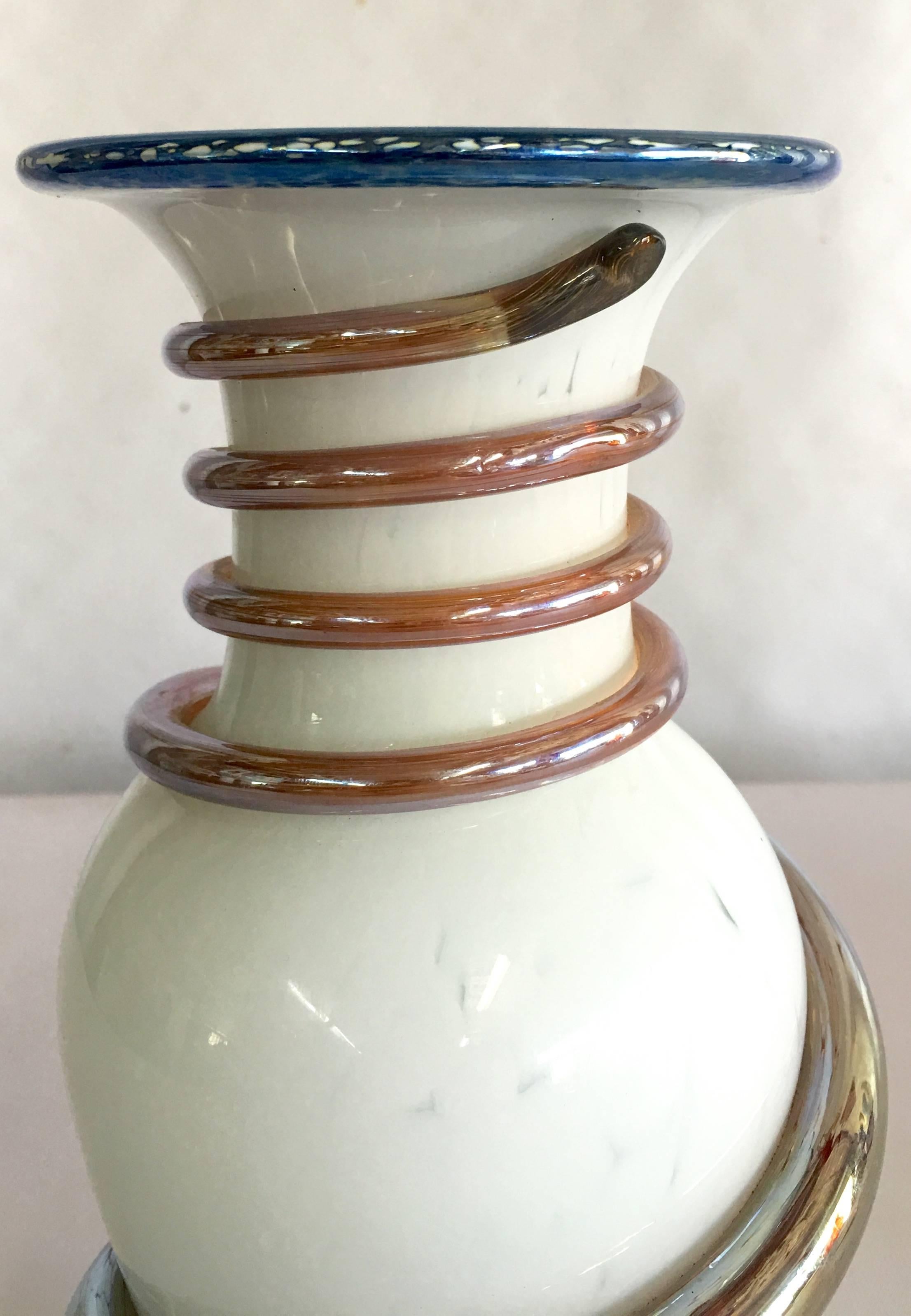 American Vintage Organic Modern Jeau Bishop Art Glass Vase Signed and Dated 2003