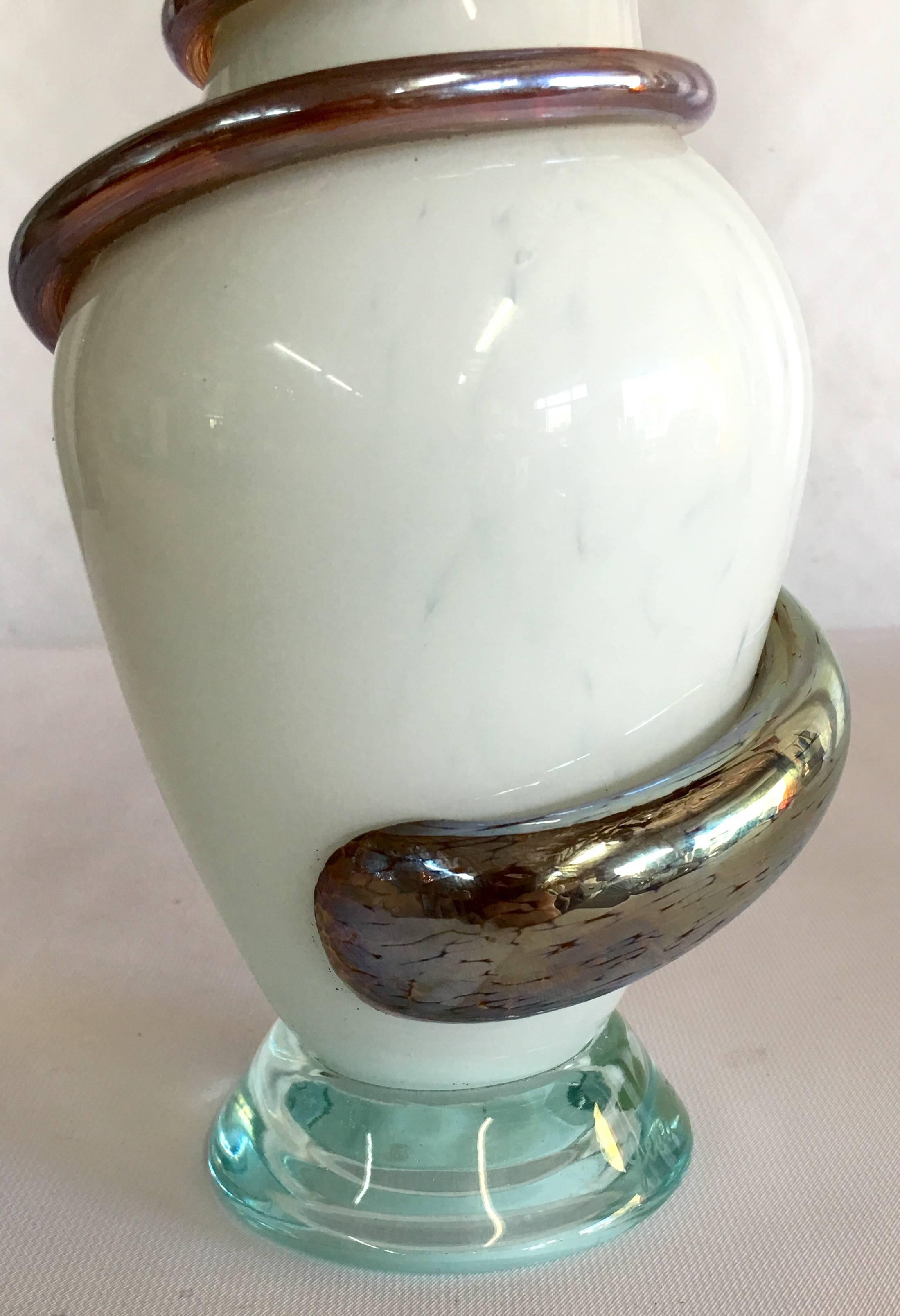 Vintage Organic Modern Jeau Bishop Art Glass Vase Signed and Dated 2003 In Excellent Condition In West Palm Beach, FL