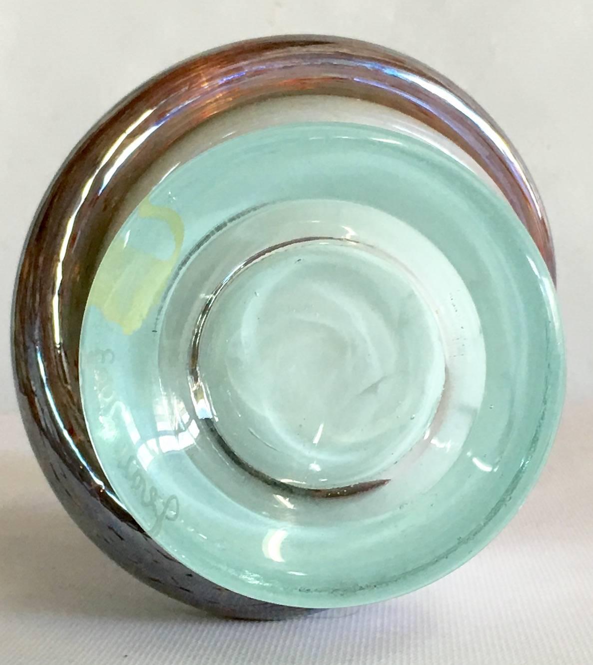 Vintage Organic Modern Jeau Bishop Art Glass Vase Signed and Dated 2003 1