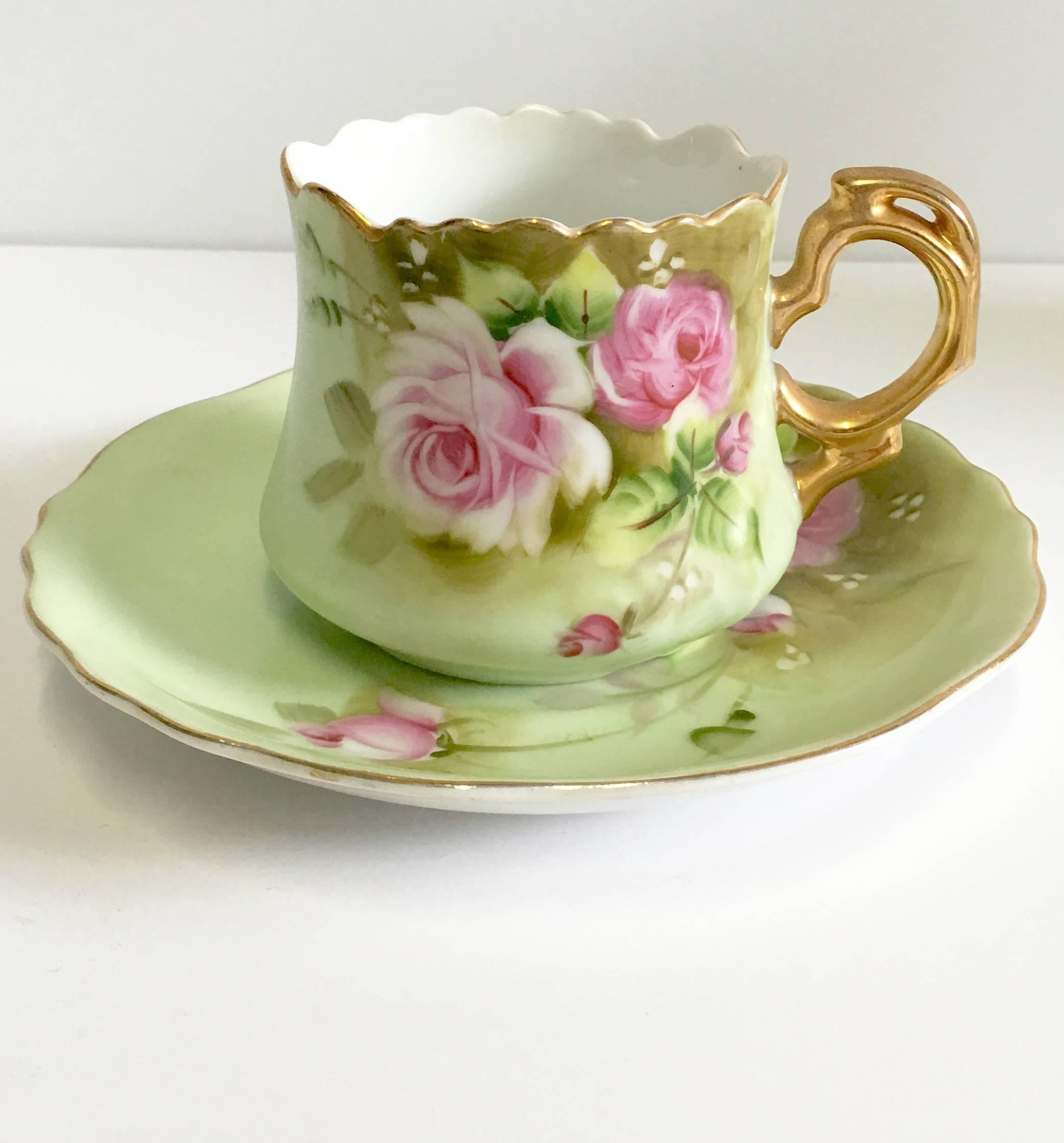 Hand-Painted Vintage 17-Piece Porcelain Roses Tea/ Coffee Set