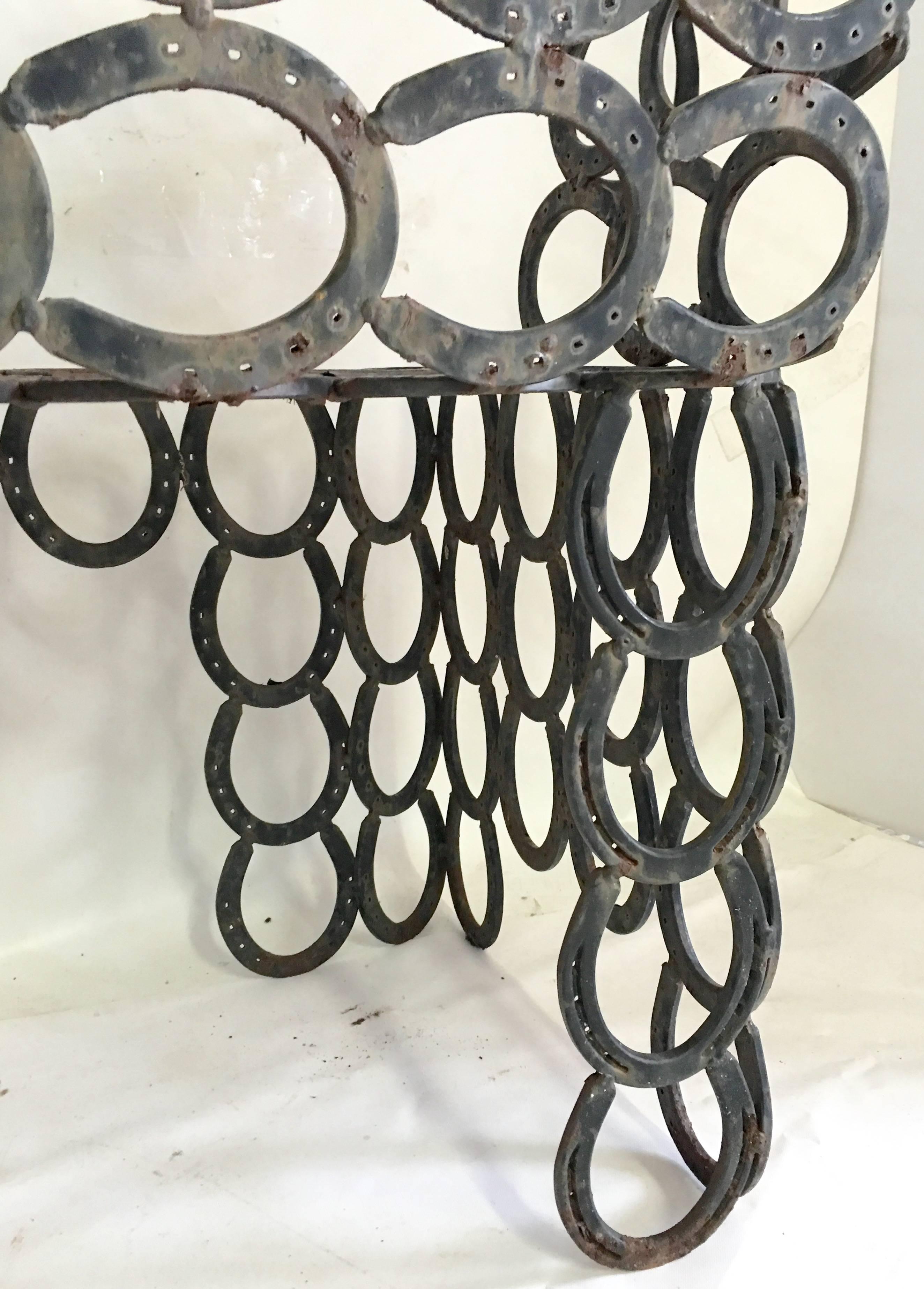 Folk Art Vintage Hand-Forged Sculptural Horseshoe Settee/Bench