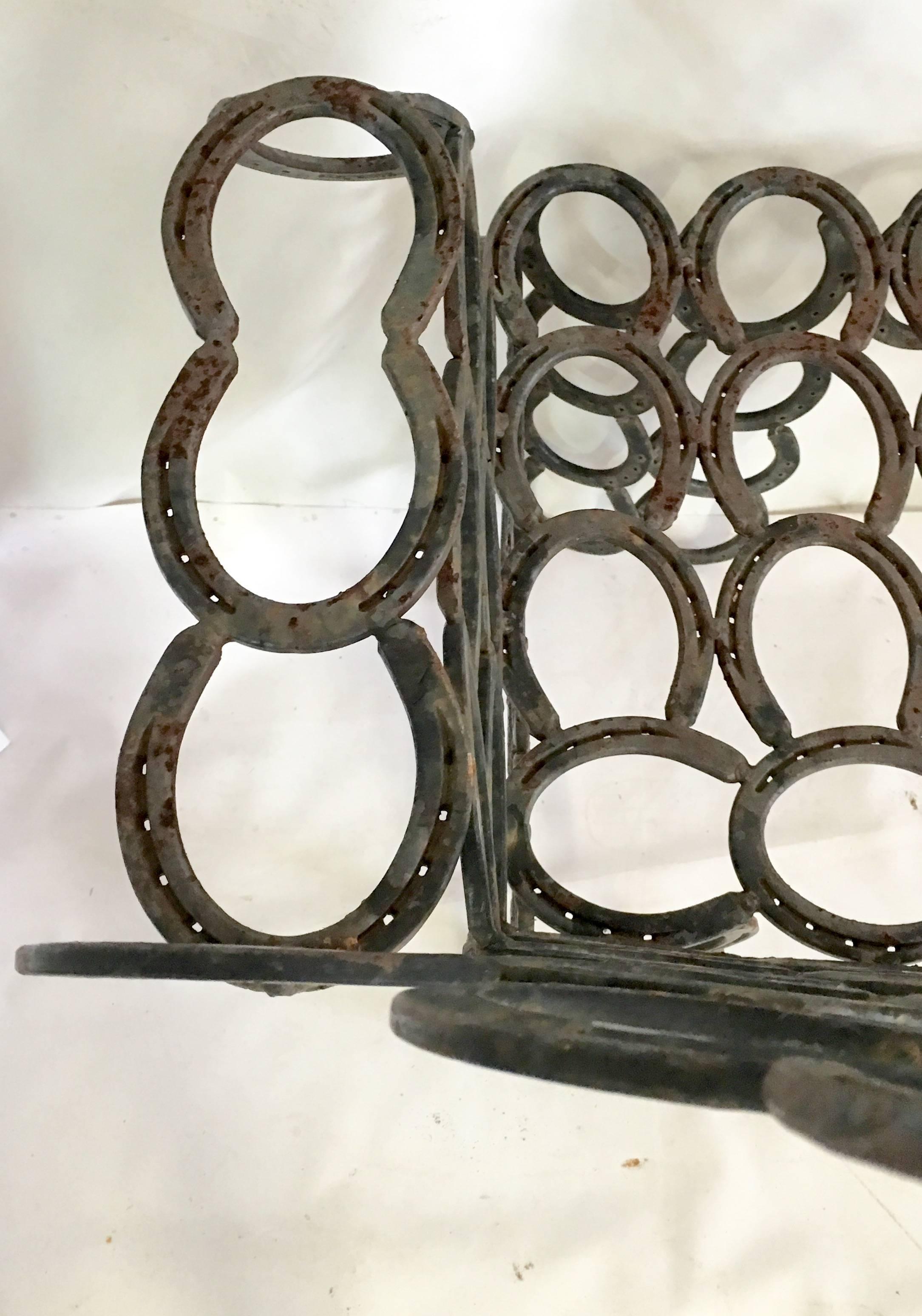 American Vintage Hand-Forged Sculptural Horseshoe Settee/Bench