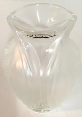 Lalique France Frosted and Raised Crystal Bud Vase