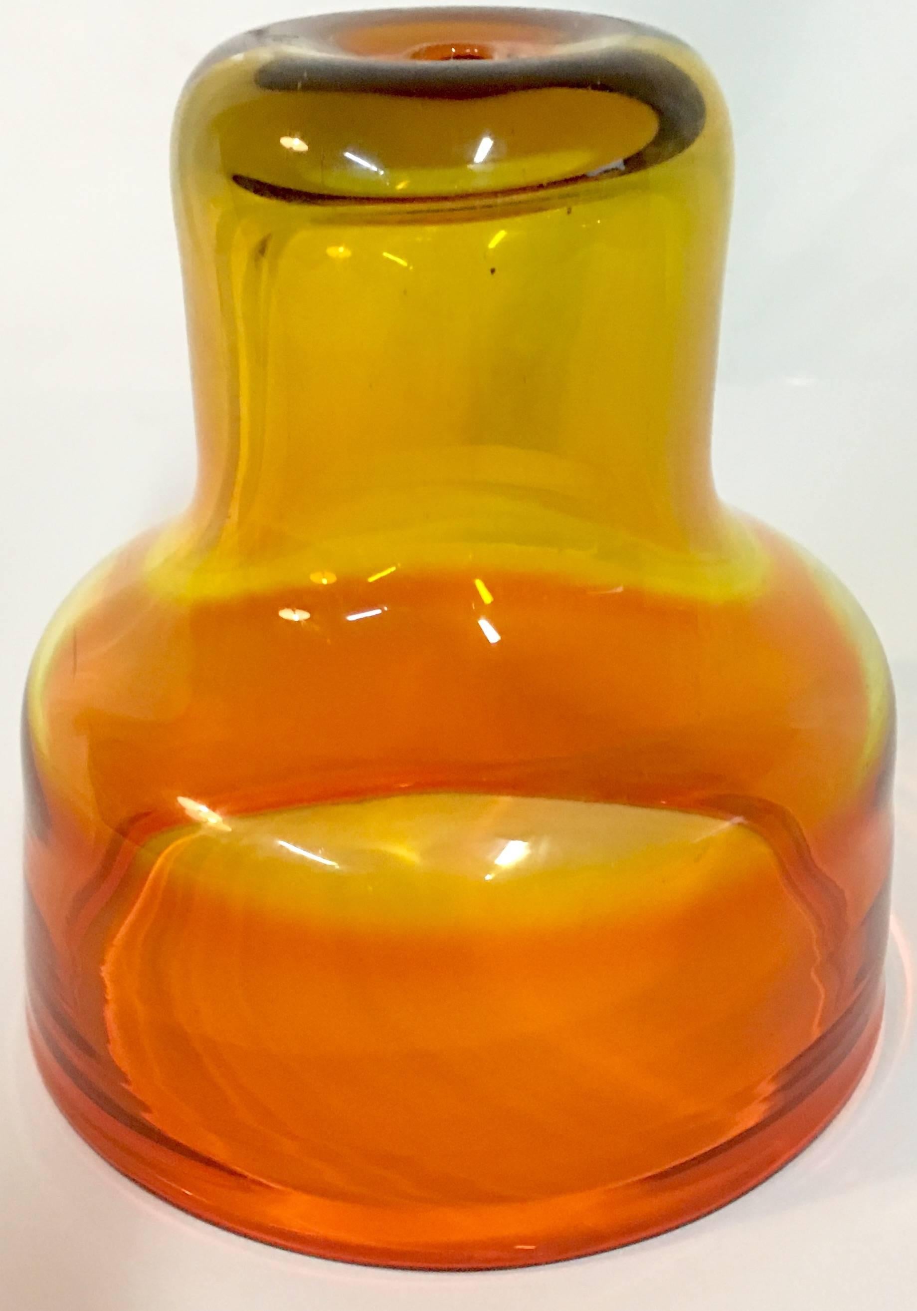 Mid-Century Modern 1950'S Blenko Modern Tangerine Amberina Bowl or Vase