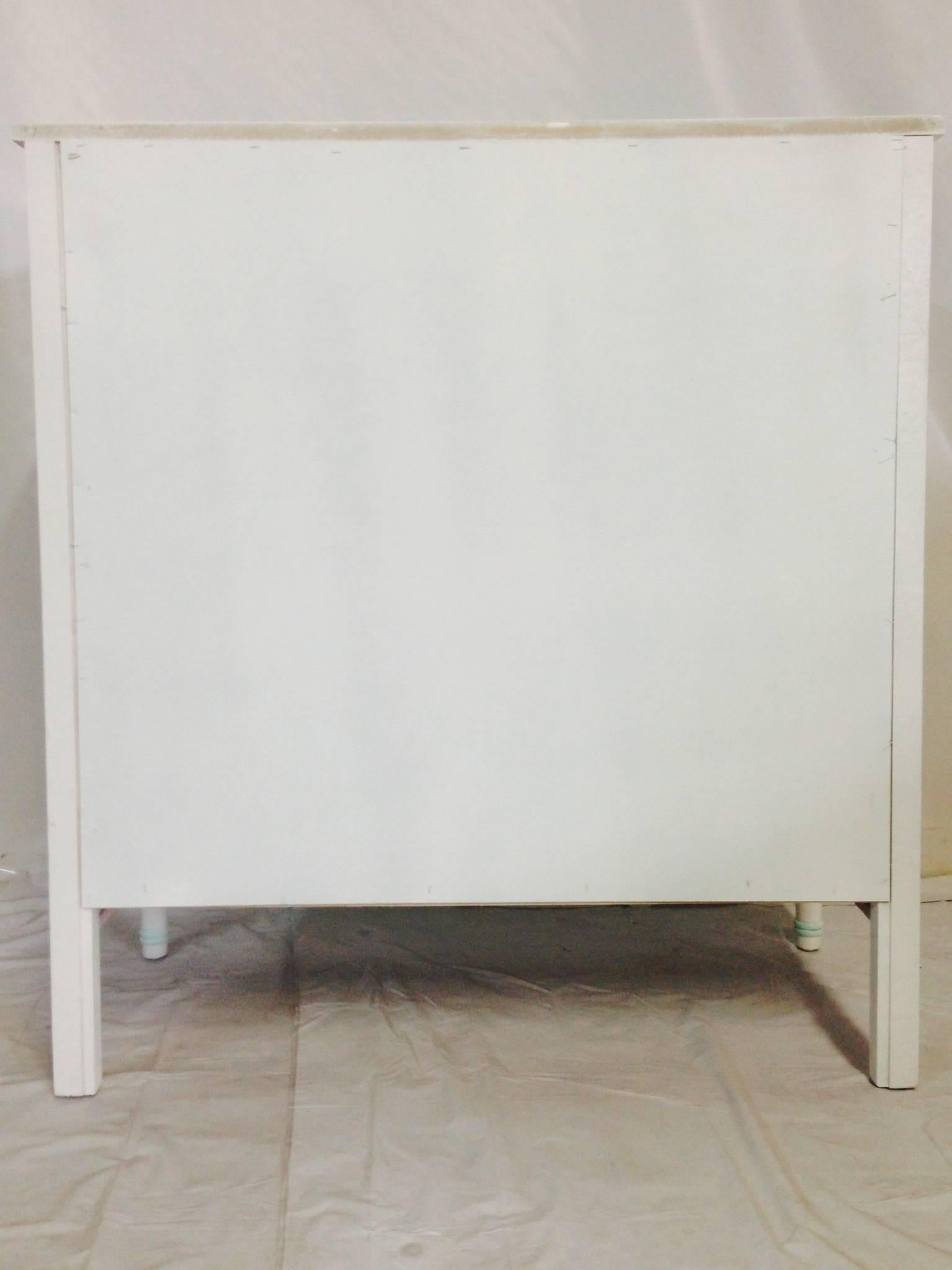 Brass Vintage Lacquered Mint and White Faux Bamboo Dresser